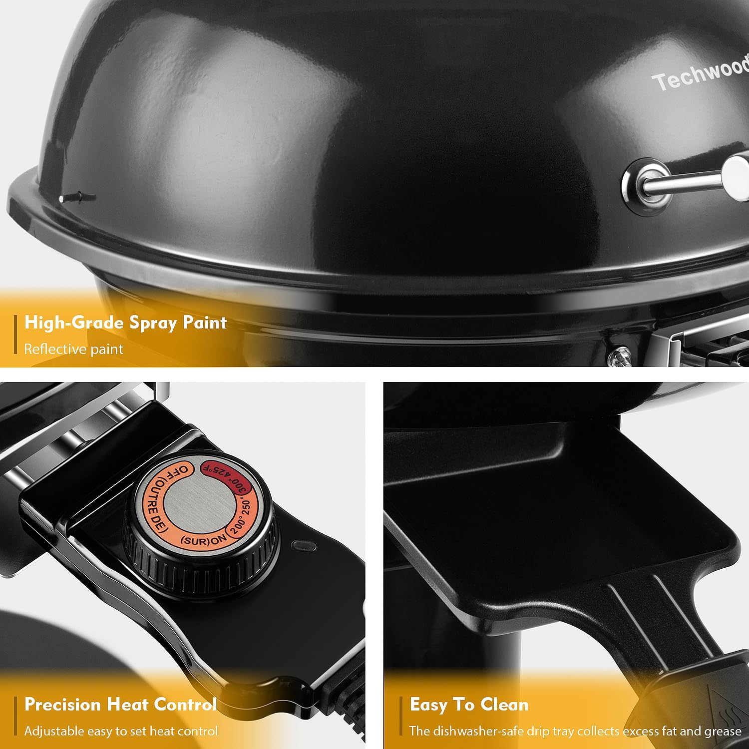 Detalle de Techwood Electric Grill 1600W Portable Indoor/Outdoor BBQ Grill with Removable Stand