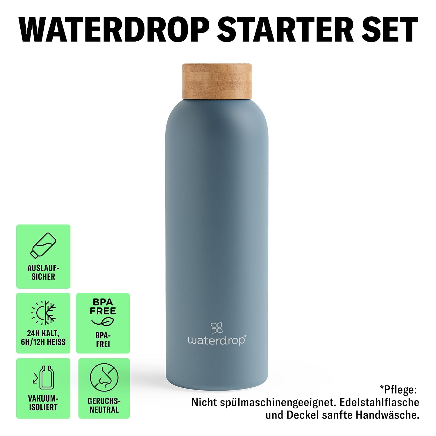 Detalle 2 de waterdrop Starter Set 600 ml Trinkflasche