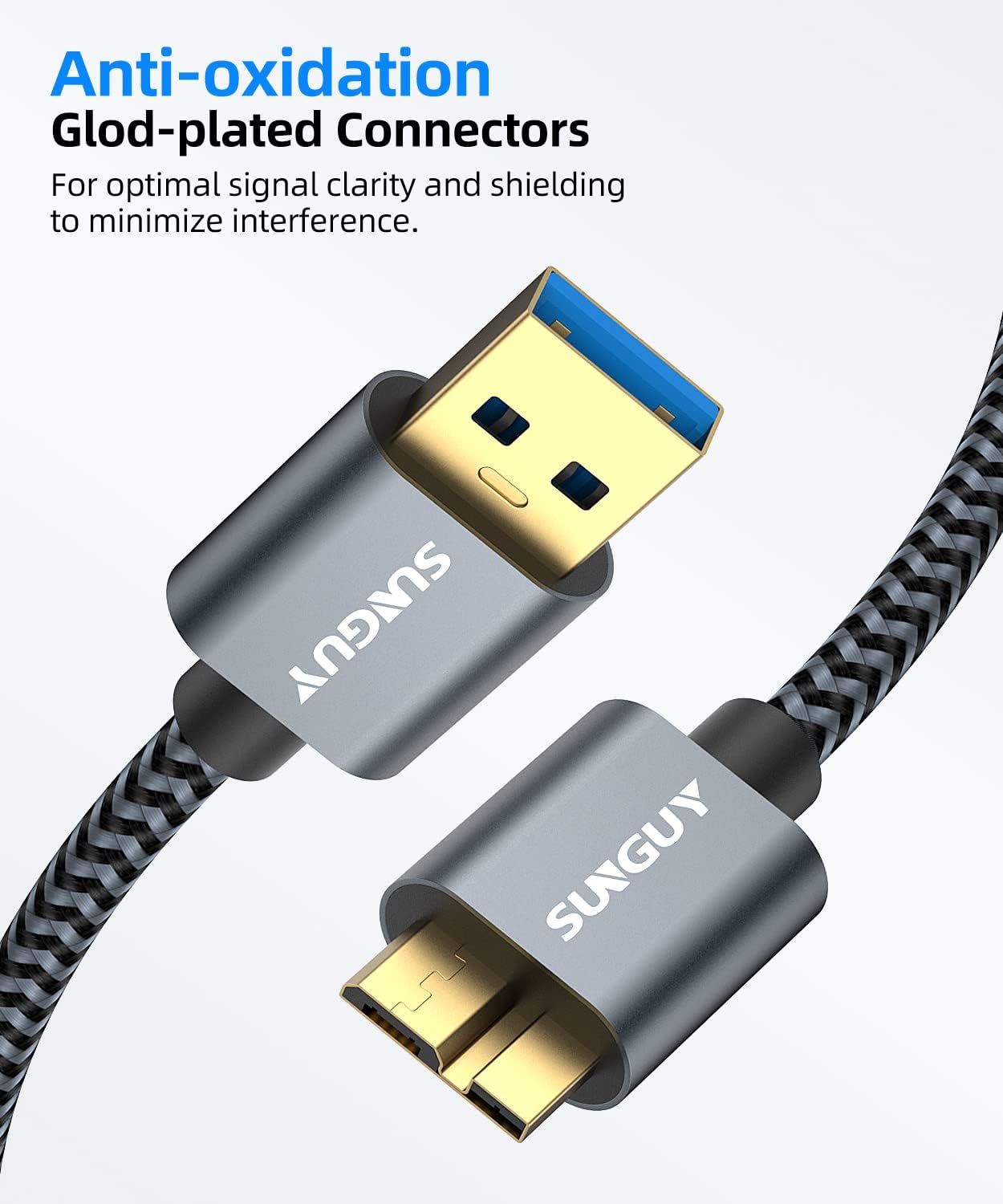 Detalle 2 de SUNGUY USB 3.0 Micro B Cable 2m, 5Gbps