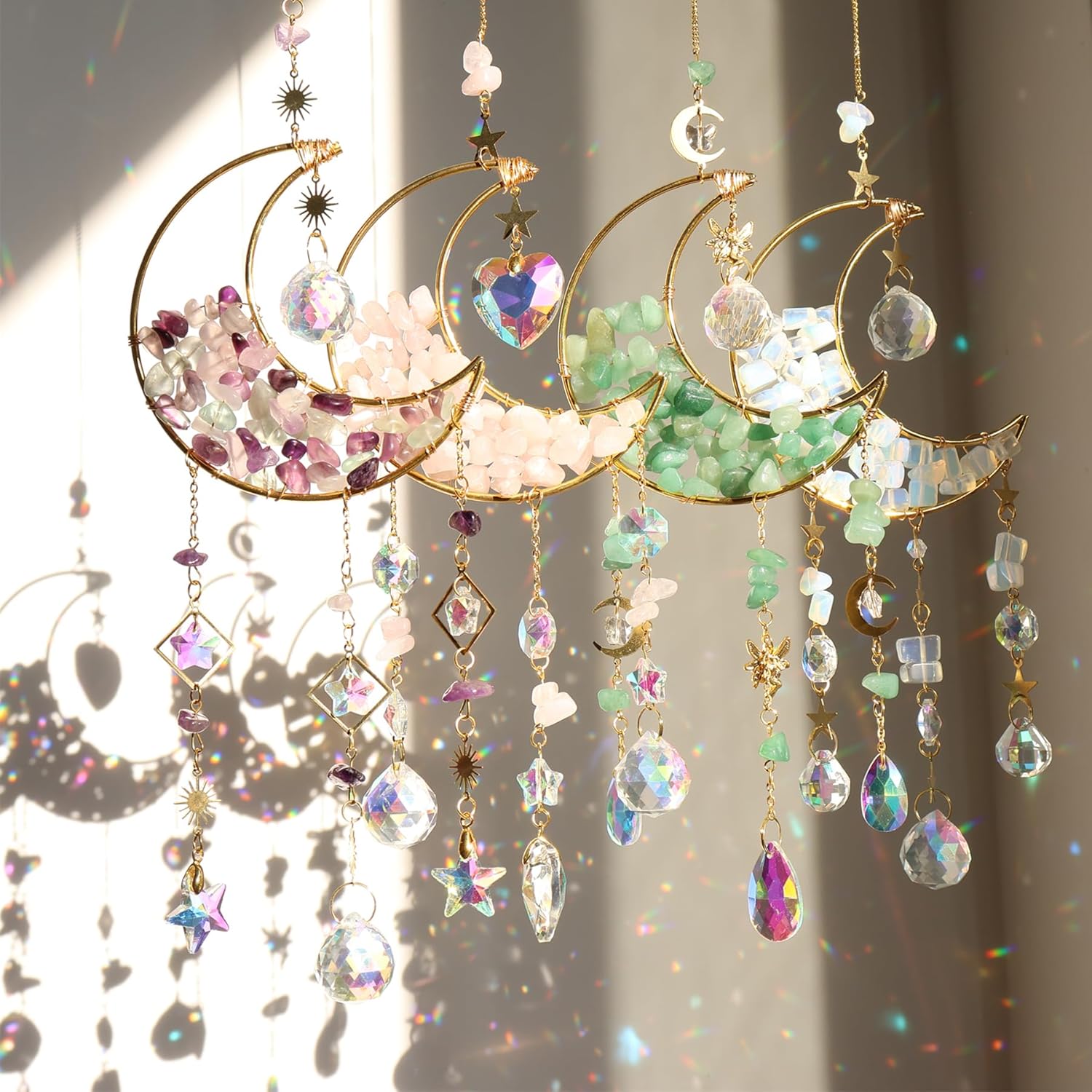 Thumbnail 5 de YeahBoom Sonnenfänger Kristall Fenster – Regenbogenlicht am Fenster mit Mond- und Sternendesign