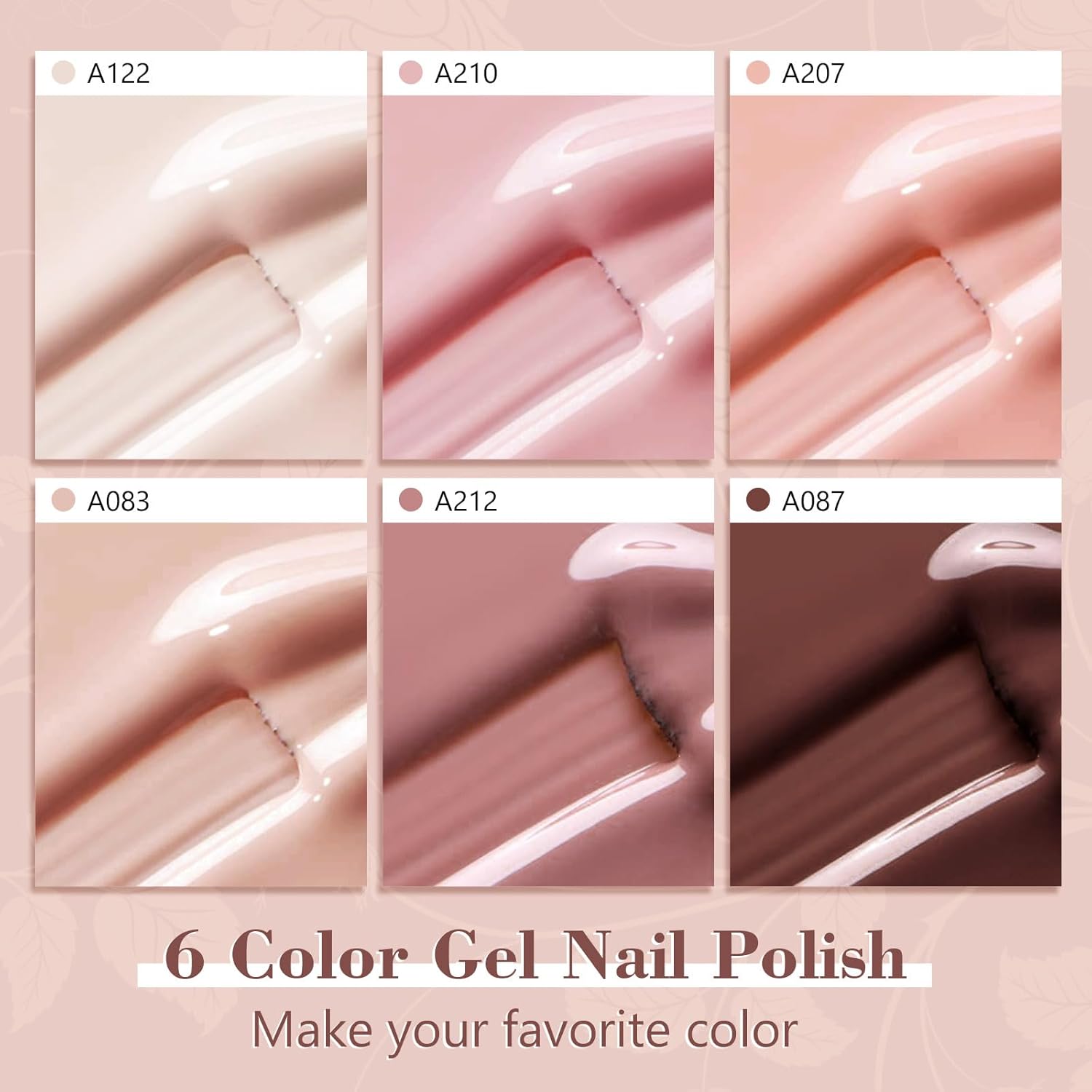 Detalle de Shining She UV-Nagellack Set mit 6 Farben (Herbst/Winter Nude & Beige Töne) – Soak-off für LED/UV, 8 ml