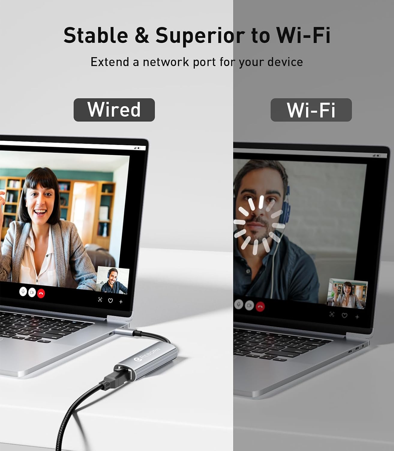Thumbnail 3 de Reborn USB C to Ethernet Adapter 1000 Mbps
