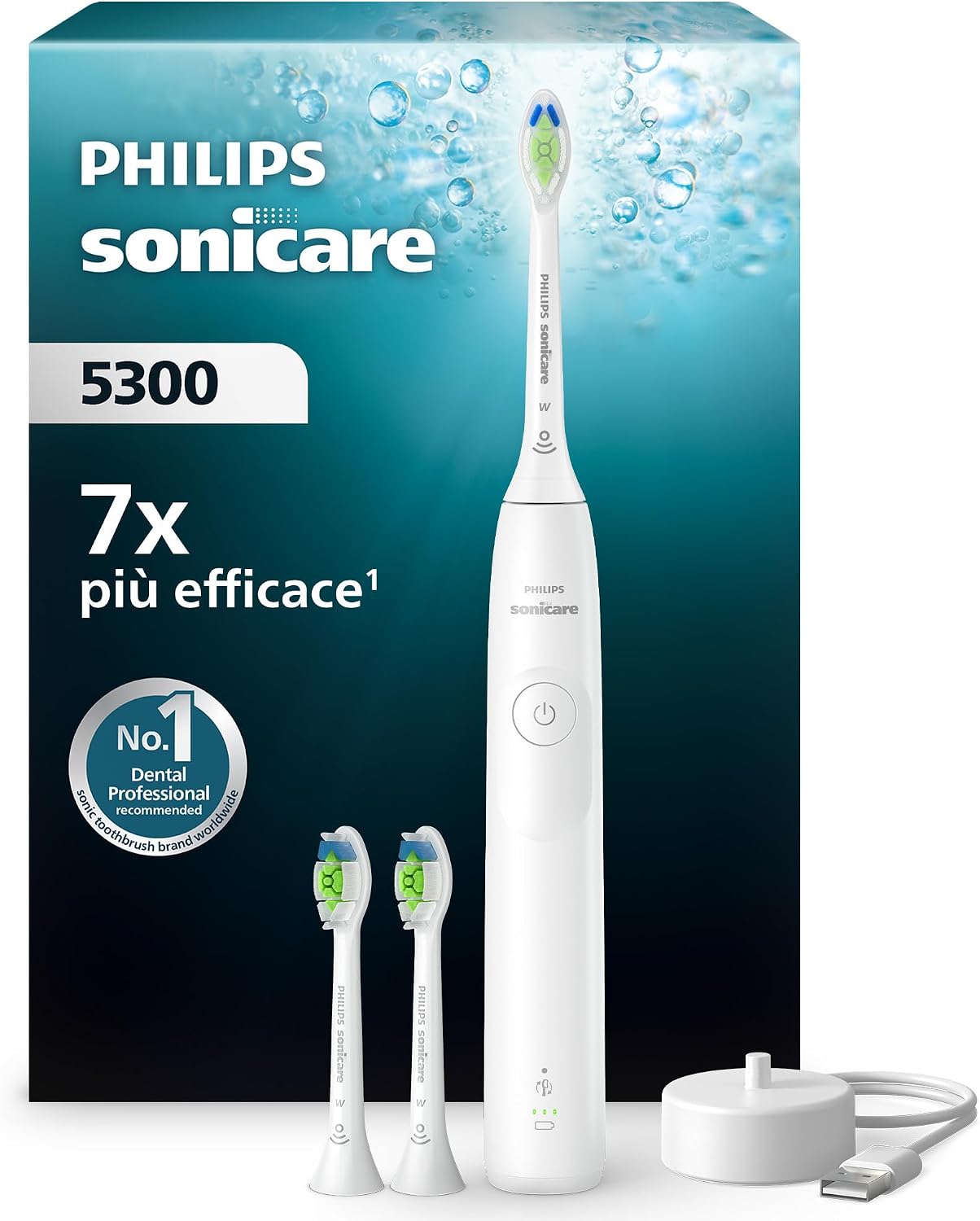 Detalle de Philips Sonicare 5300 HX7108/04: spazzolino sonico con 2 livelli di intensità e avviso di pressione