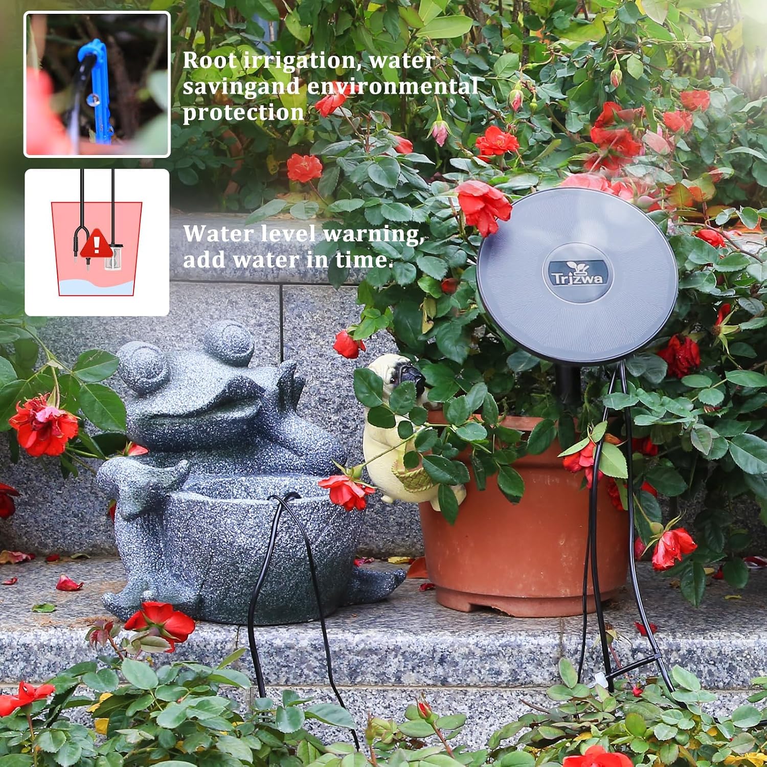 Detalle de Sistema solare automatico con kit di irrigazione a goccia per balcone e giardino – 15 piante in vaso