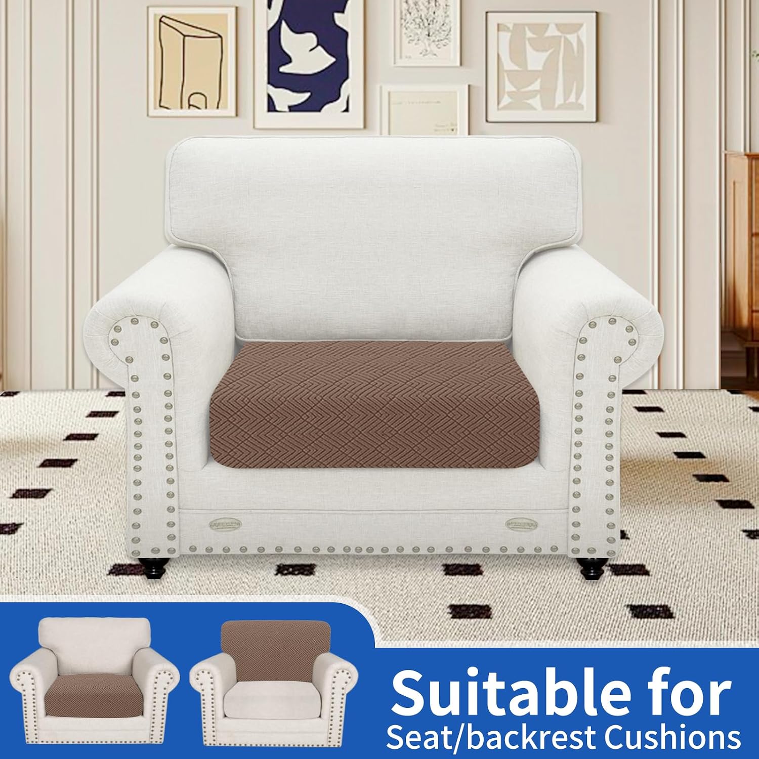 Detalle 2 de Ystyle Funda Asiento Sofa Elástico 1 asiento, Marrón