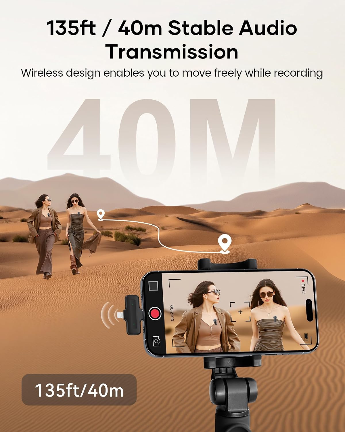 Detalle de CZOCPOS mic-001 Wireless Lavalier Microphone, Dual Mics, 36-Hour Battery