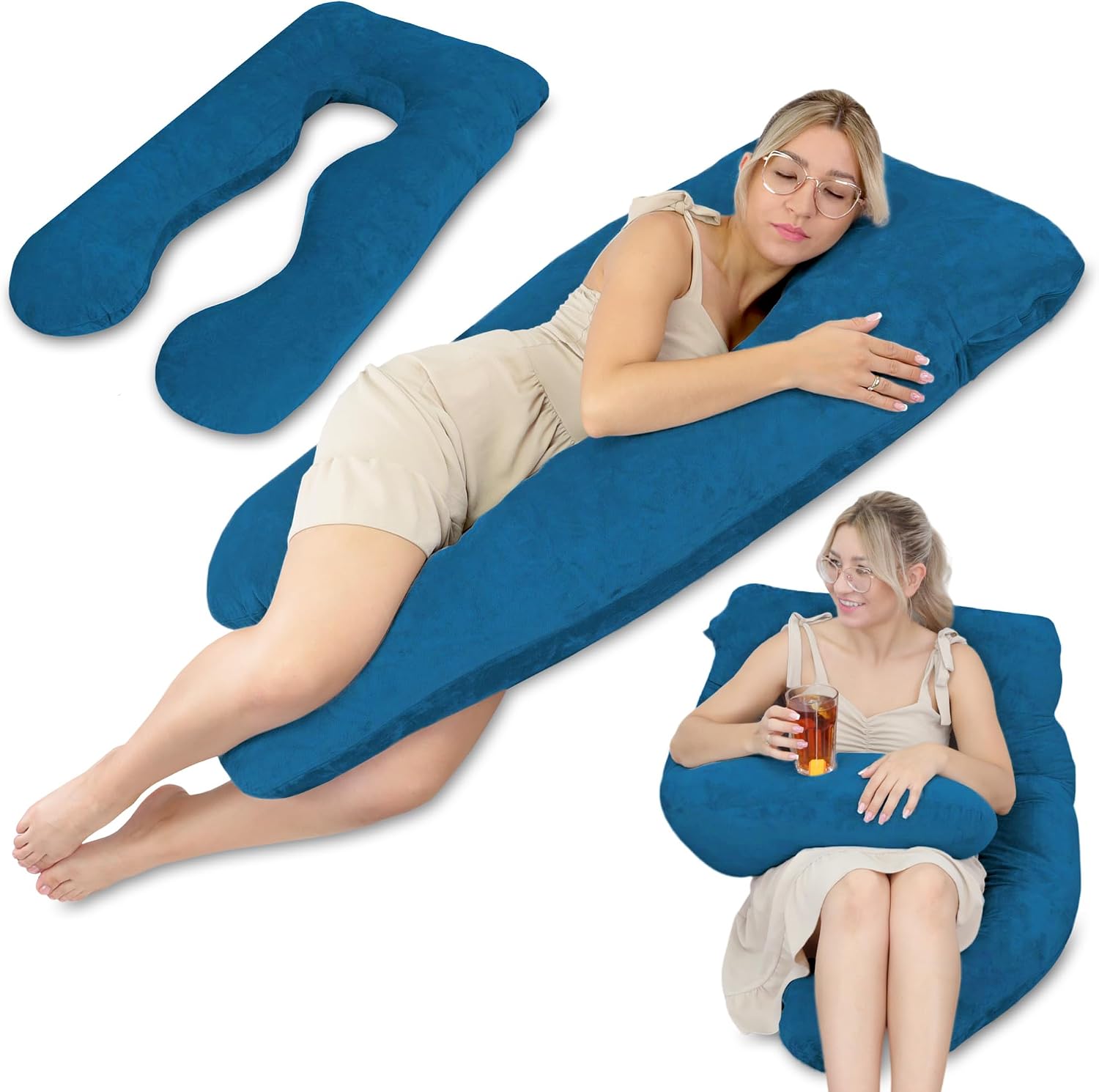 Detalle 2 de Totsy Baby voedingskussenhoes 135 cm, compact U-model in navyblauw