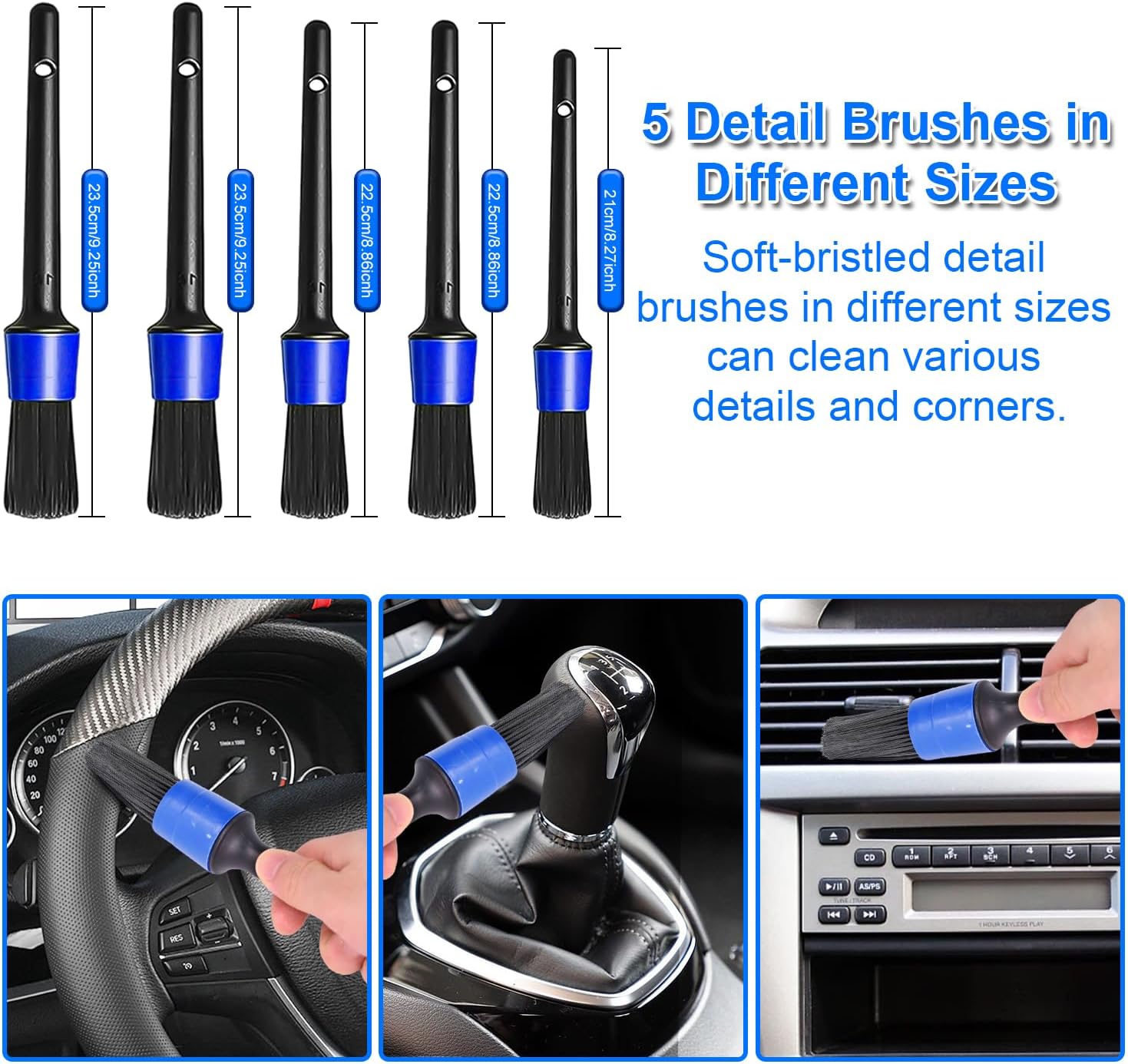 Detalle de BUCOMTU 36 Pezzi Kit Pulizia Auto: set completo per interni ed esterni, detailing e lavaggio