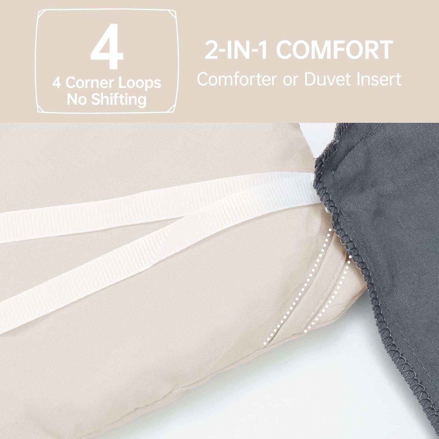 Thumbnail 5 de MUXHOMO Queen Size Comforter Set (Beige) — 3-Piece All-Season Down-Alternative Bedding