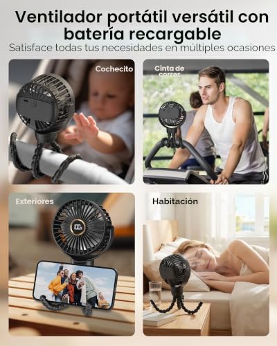 Thumbnail 2 de TUNISE Ventilador para cochecito: recargable, 3 velocidades y rotación 360°