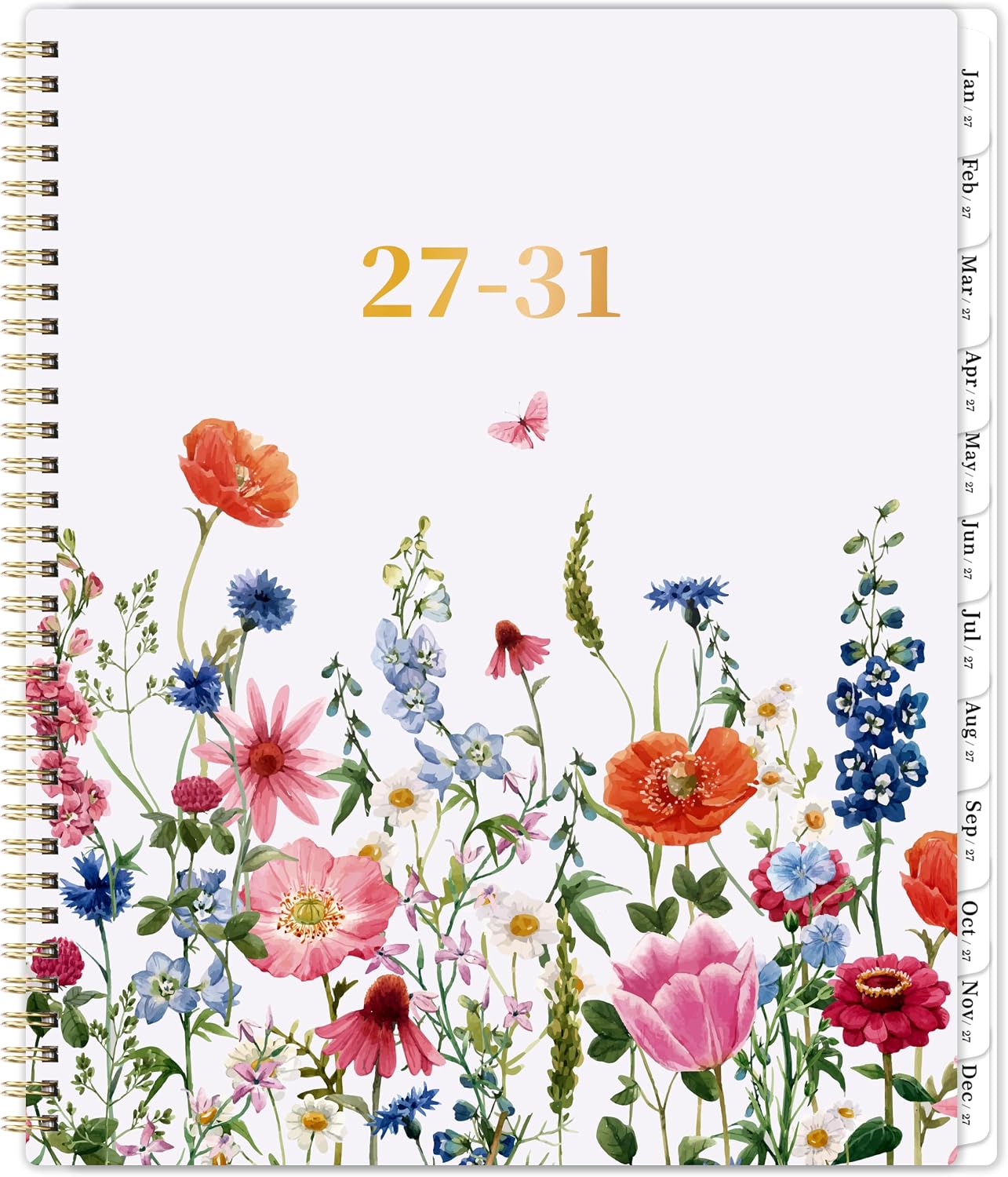 Detalle de Planrage 2027–2031 Monthly Planner, 9" x 11", Floral Cover, Twin-Wire Binding