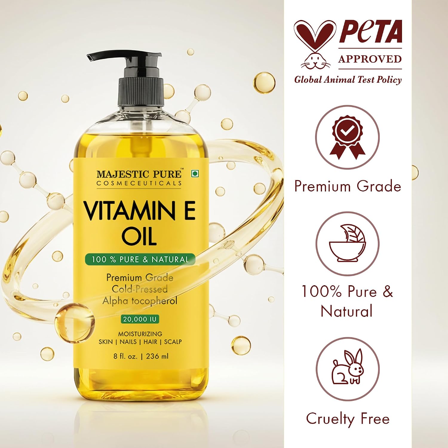 Detalle 2 de Majestic Pure Vitamin E Oil 8 Oz
