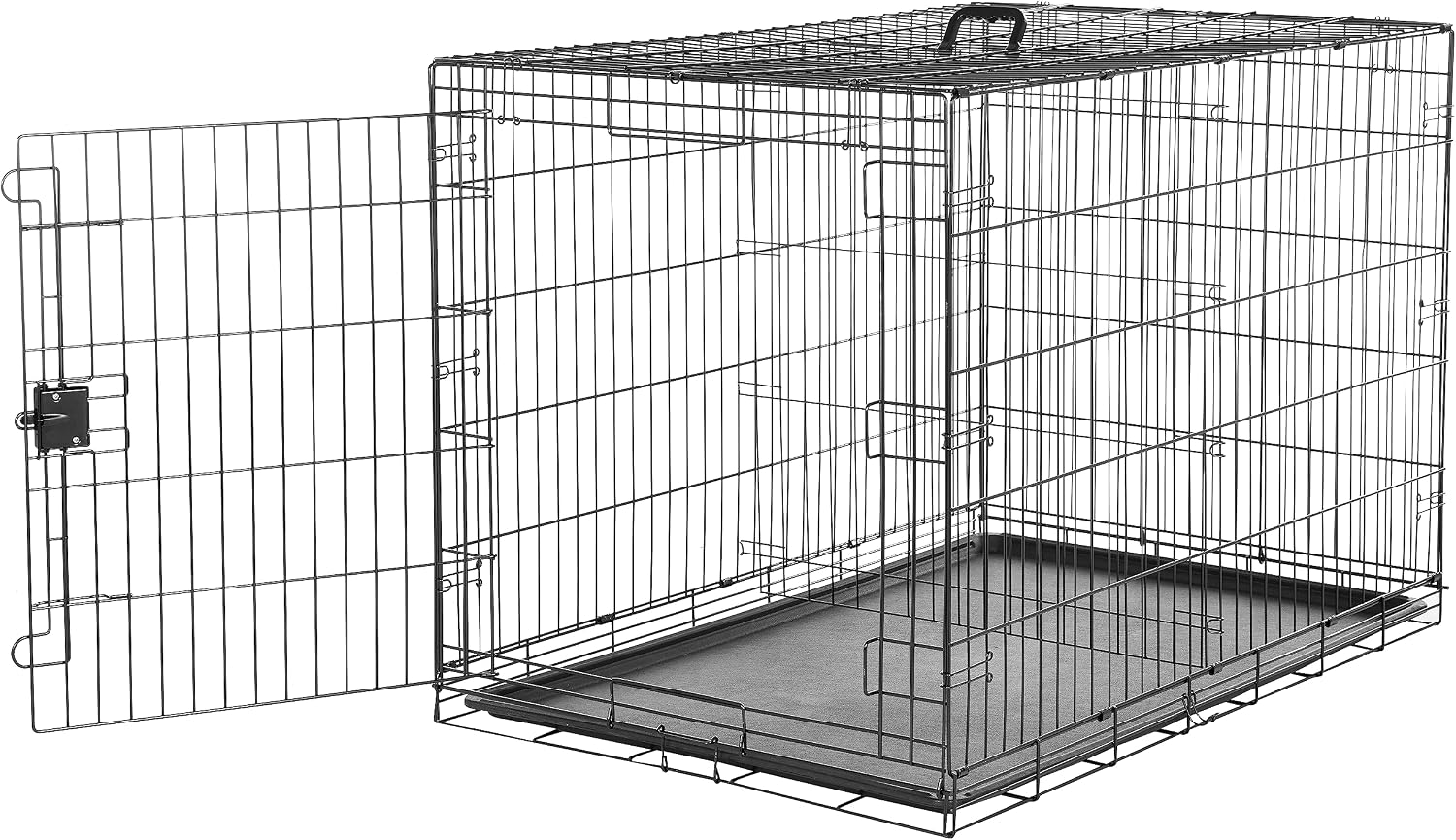Detalle de Amazon Basics XXL Metal Dog Crate with Tray (122 cm) – Foldable, Single Door