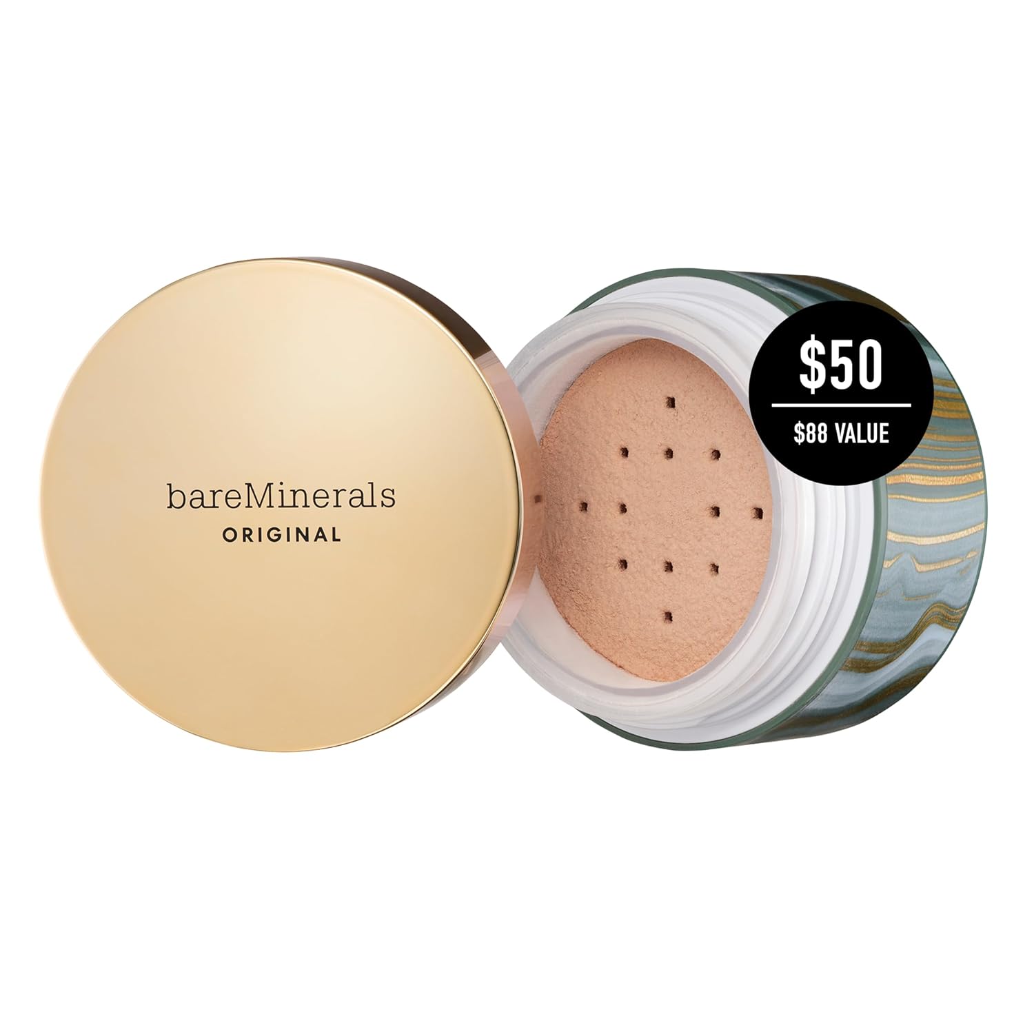 Detalle 2 de bareMinerals Deluxe Original Loose Mineral Foundation SPF 15 — Holiday Size 💄