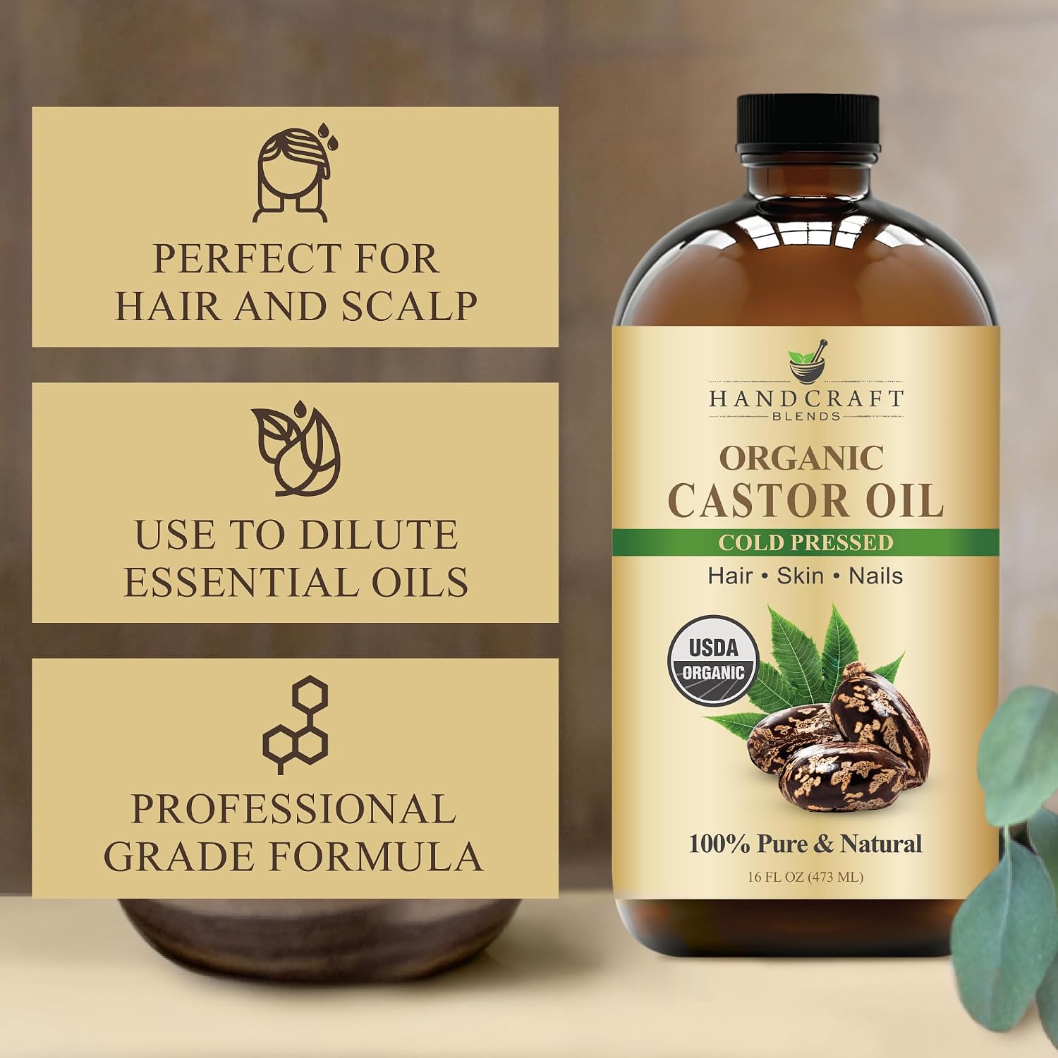 Detalle 2 de Handcraft Blends Cold-Pressed Castor Oil, 16 Fl Oz ⚙