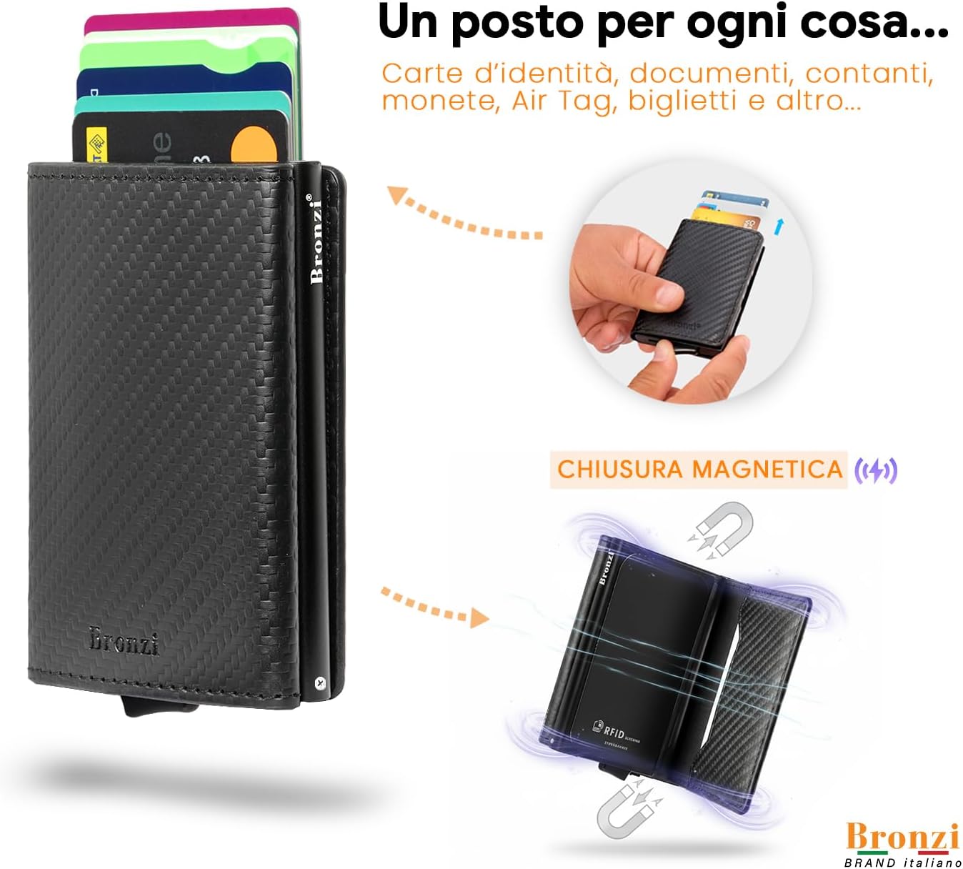 Thumbnail 1 de Bronzi Portafoglio Uomo Slim Piccolo 10x6,5 cm