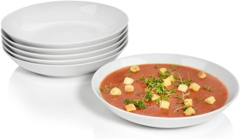 Detalle de Sänger Suppenteller New Port tief, 6-teiliges Porzellan-Set – Weiß, 450 ml