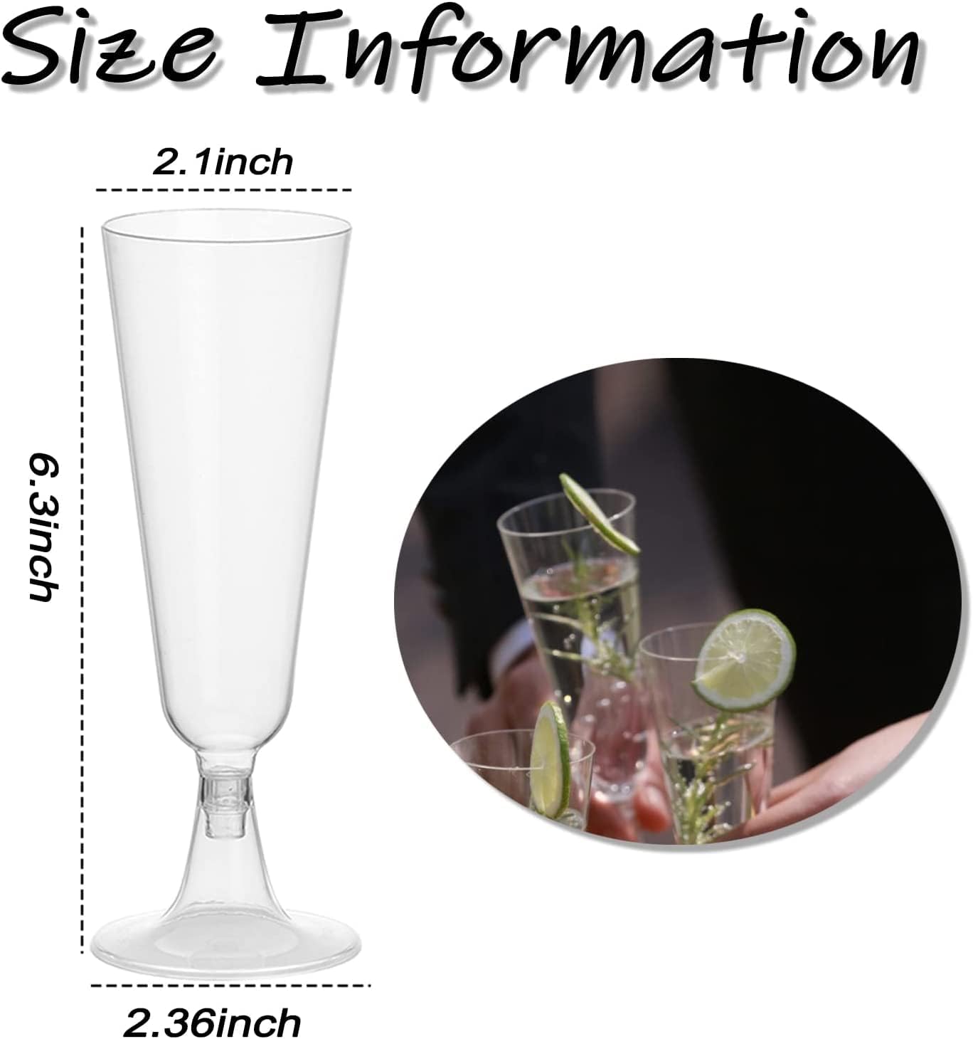 Thumbnail 6 de KesaPlan 5 oz Clear Disposable Plastic Champagne Flutes, 100-Pack