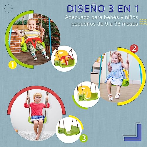 Detalle de Outsunny Columpio Infantil 3 en 1: opción evolutiva para interiores y exteriores