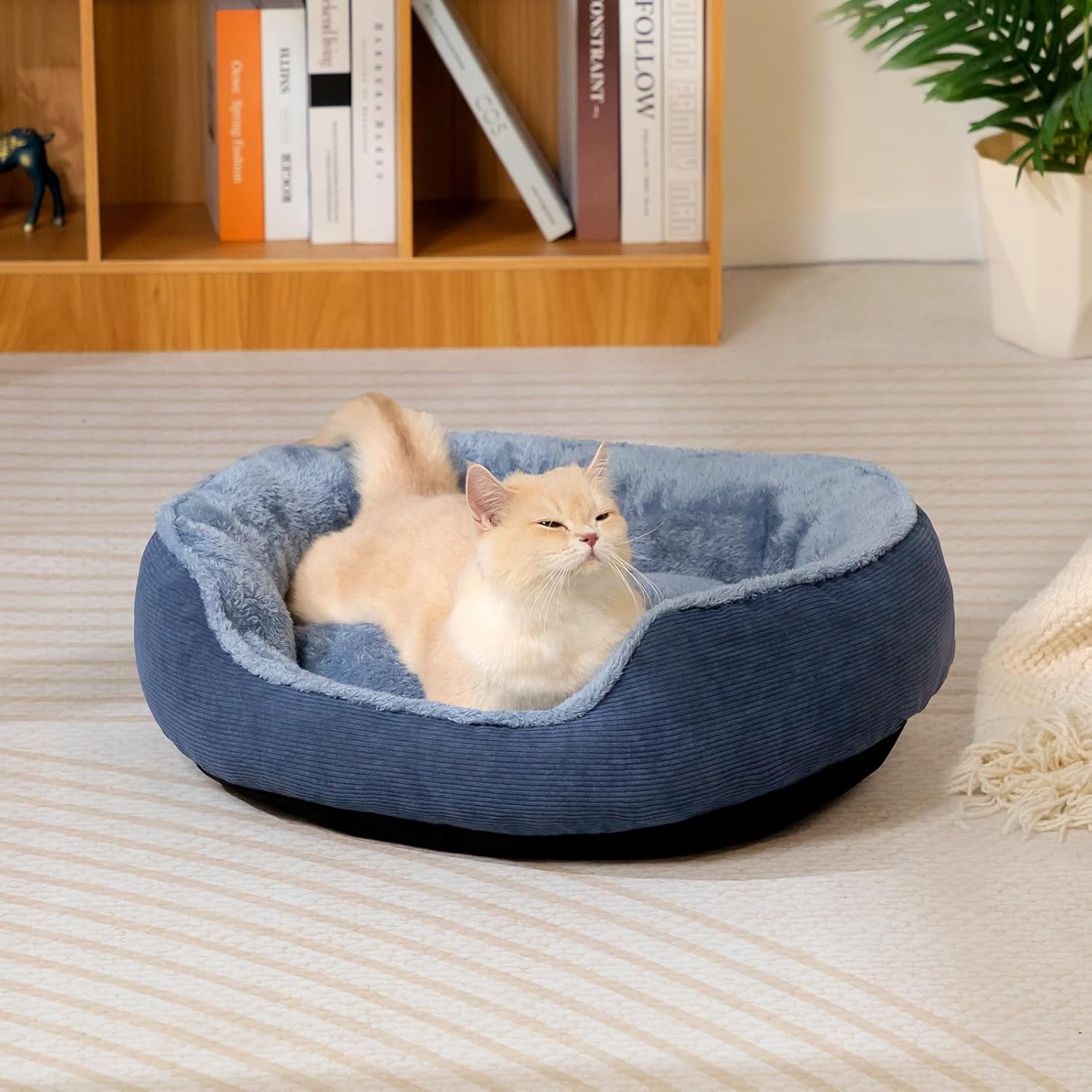 Thumbnail 3 de Hollypet Round Cat Bed & Small Dog Bed (55 x 50 x 15cm) in Blue-Grey