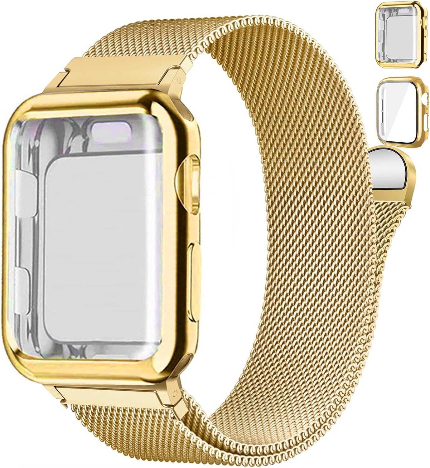 Detalle de Magnetic Band and Case for Apple Watch (40/41mm to 49mm) with Milanese Loop and Screen Protector