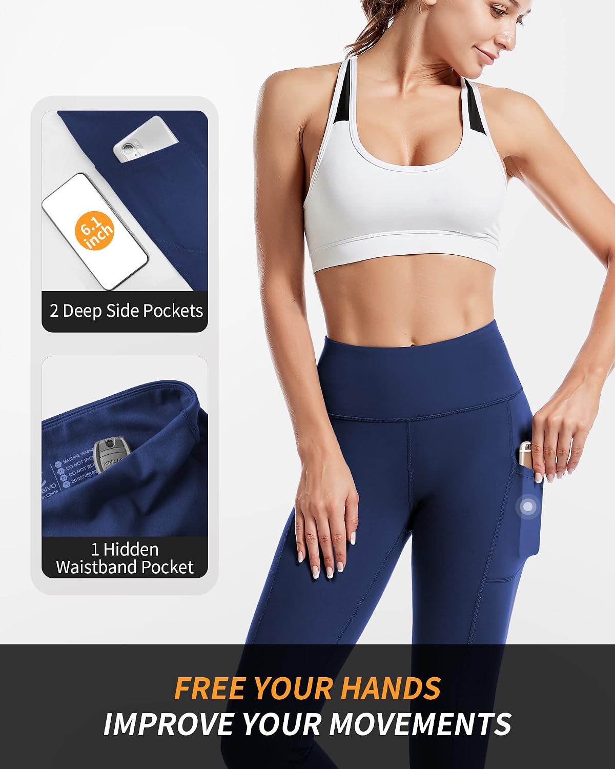 Detalle de CAMBIVO leggins sportivi donna a vita alta push up con tasche, per palestra, yoga e running