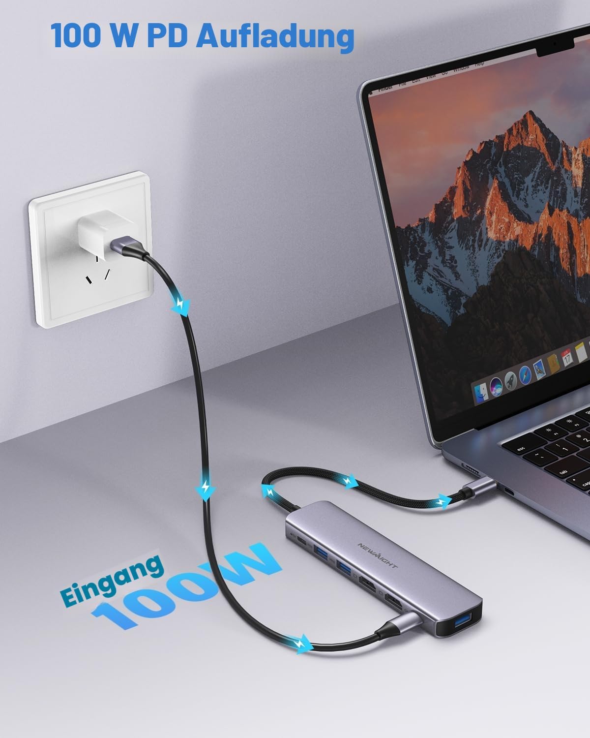 Detalle 2 de Newmight 7-in-1 USB-C Docking Station mit Dual HDMI – USB-C auf Dual Monitor