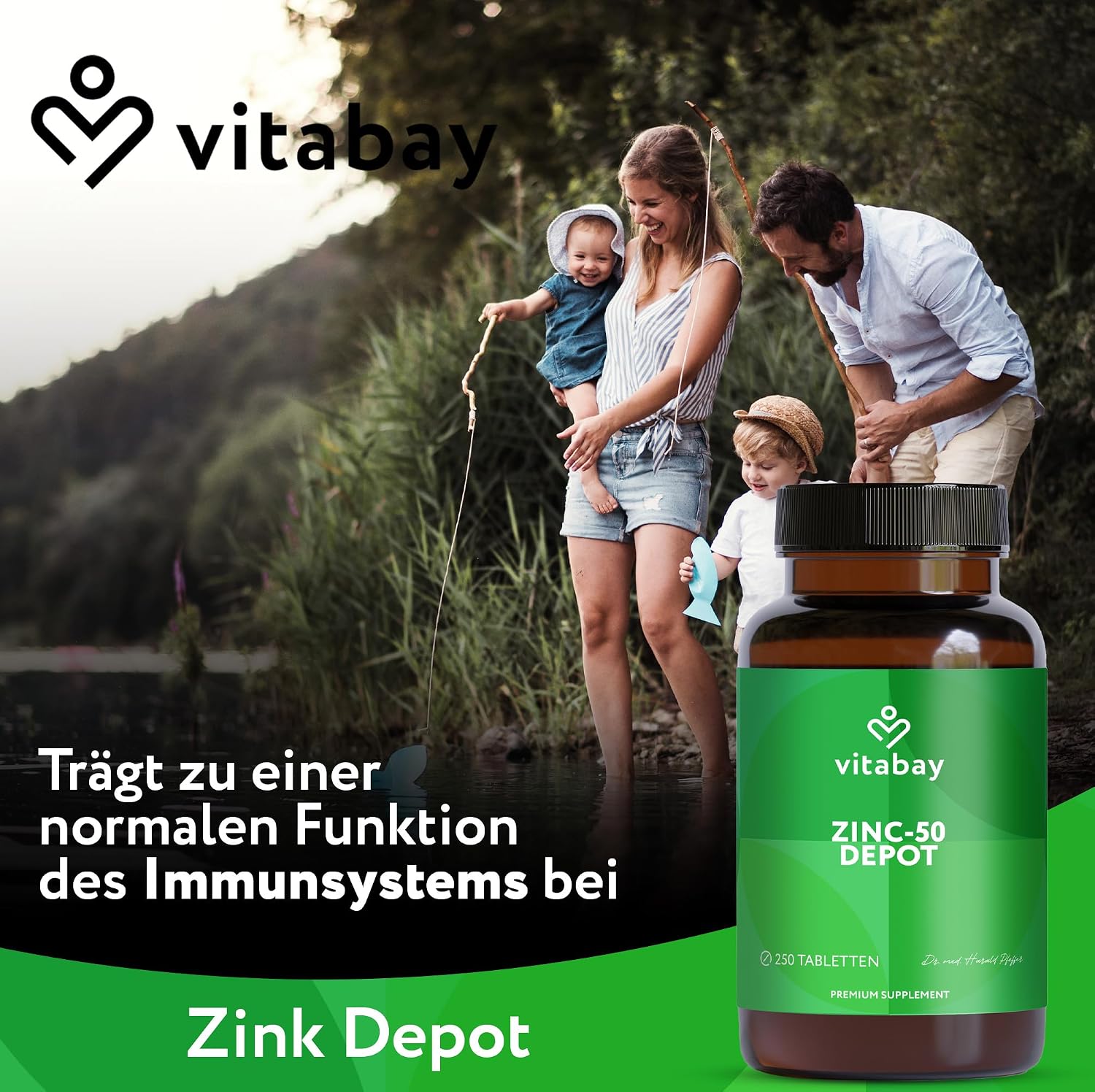 Detalle de Vitabay Zink 50 mg hochdosiert – 250 teilbare Tabletten für Immunsystem, Haut, Haare & Nägel