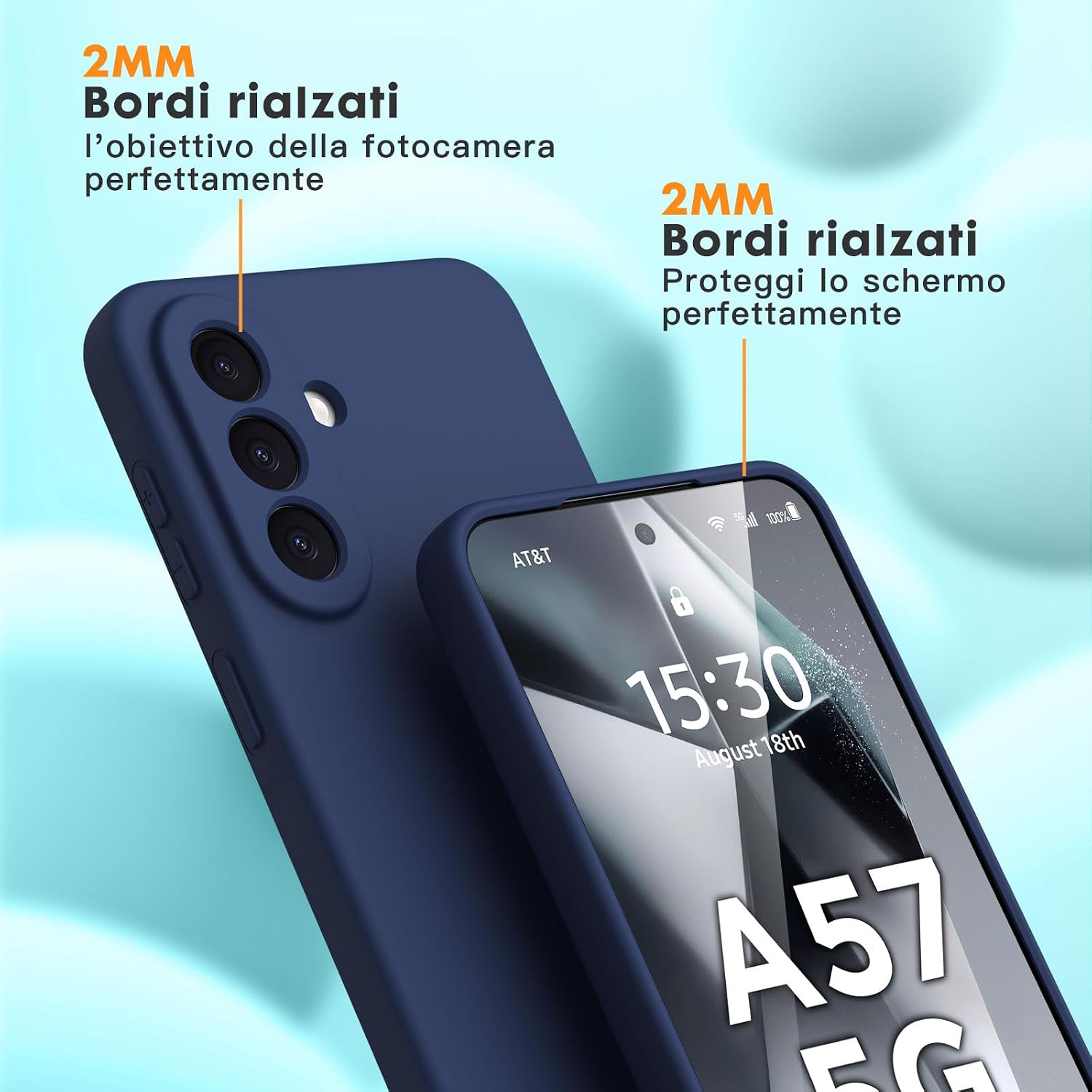 Thumbnail 3 de Vansdon Cover compatibile Samsung Galaxy A57 5G con 2 pellicole protettive in vetro temperato – Blu notte