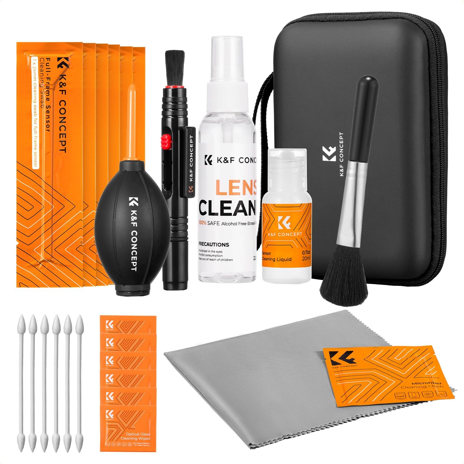 Detalle de K&F CONCEPT 25 in 1 Camera Cleaning Kit — Comprehensive Kit for DSLR Lenses, Sensors and More