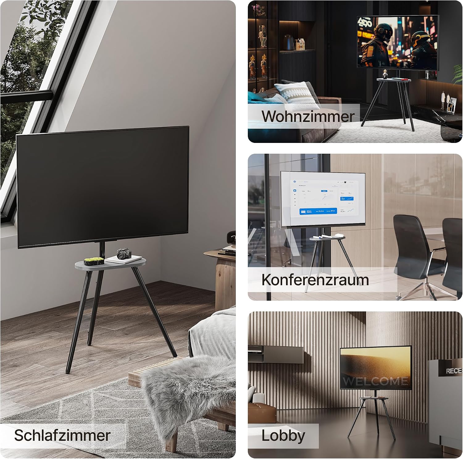Thumbnail 6 de ECOTINY TV Ständer für 43–65 Zoll: höhenverstellbar, schwenkbar, bis 35 kg (VESA bis 400x400)