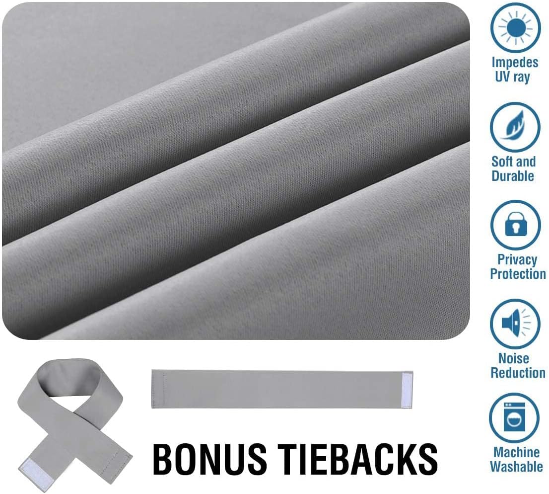 Thumbnail 4 de BellaHills Blackout Curtains 2 Panels Set – Room Darkening, Thermal Insulated Pencil Pleat, Dove Grey