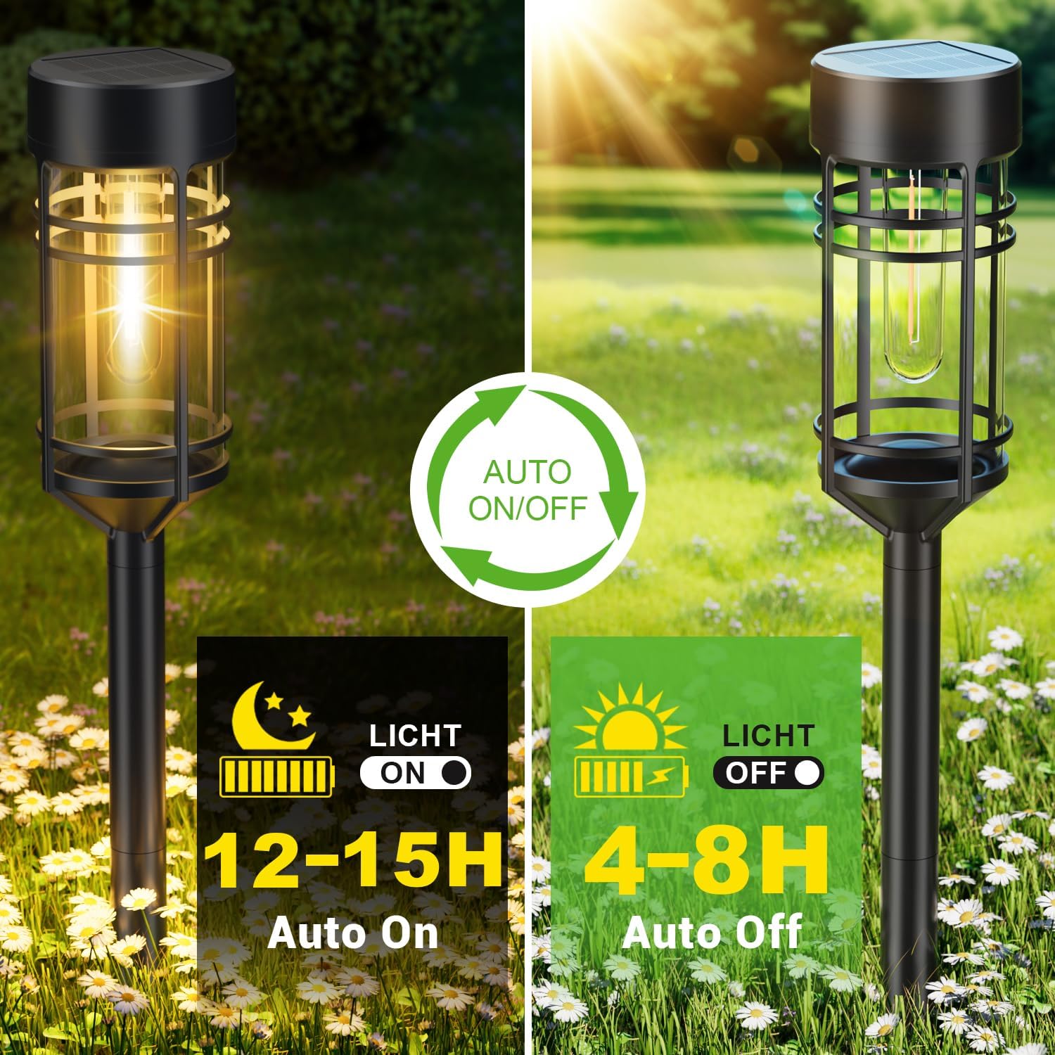 Detalle de Amzarp 8 Pack Solar Garden Lights: Bright 3000K Warm White LED Pathway Lights