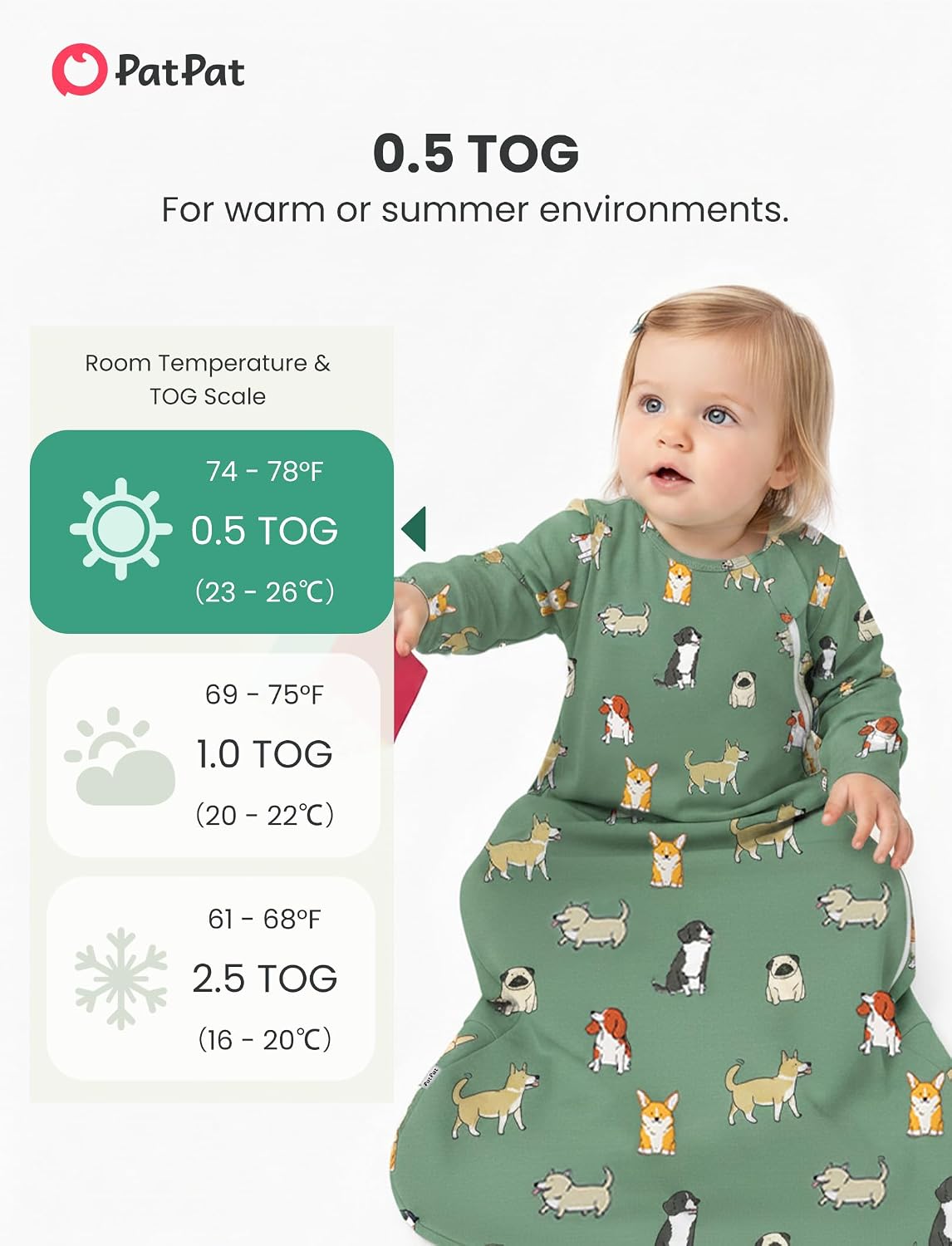 Detalle de PATPAT Baby Sleep Sack, 0.5 TOG