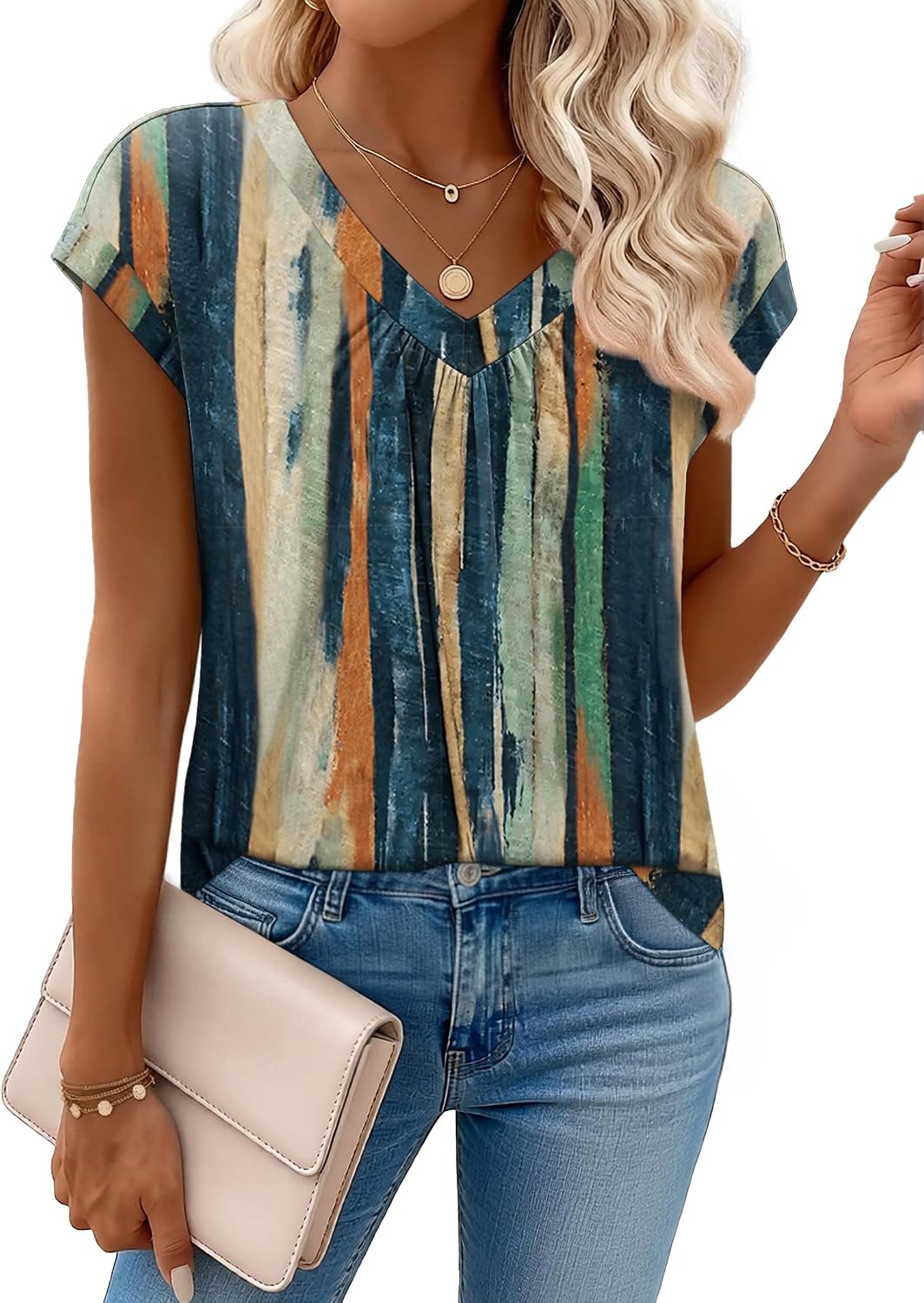 Thumbnail 5 de Zeagoo Women’s Short Sleeve V-Neck Tops: Summer Dressy Casual Blouses