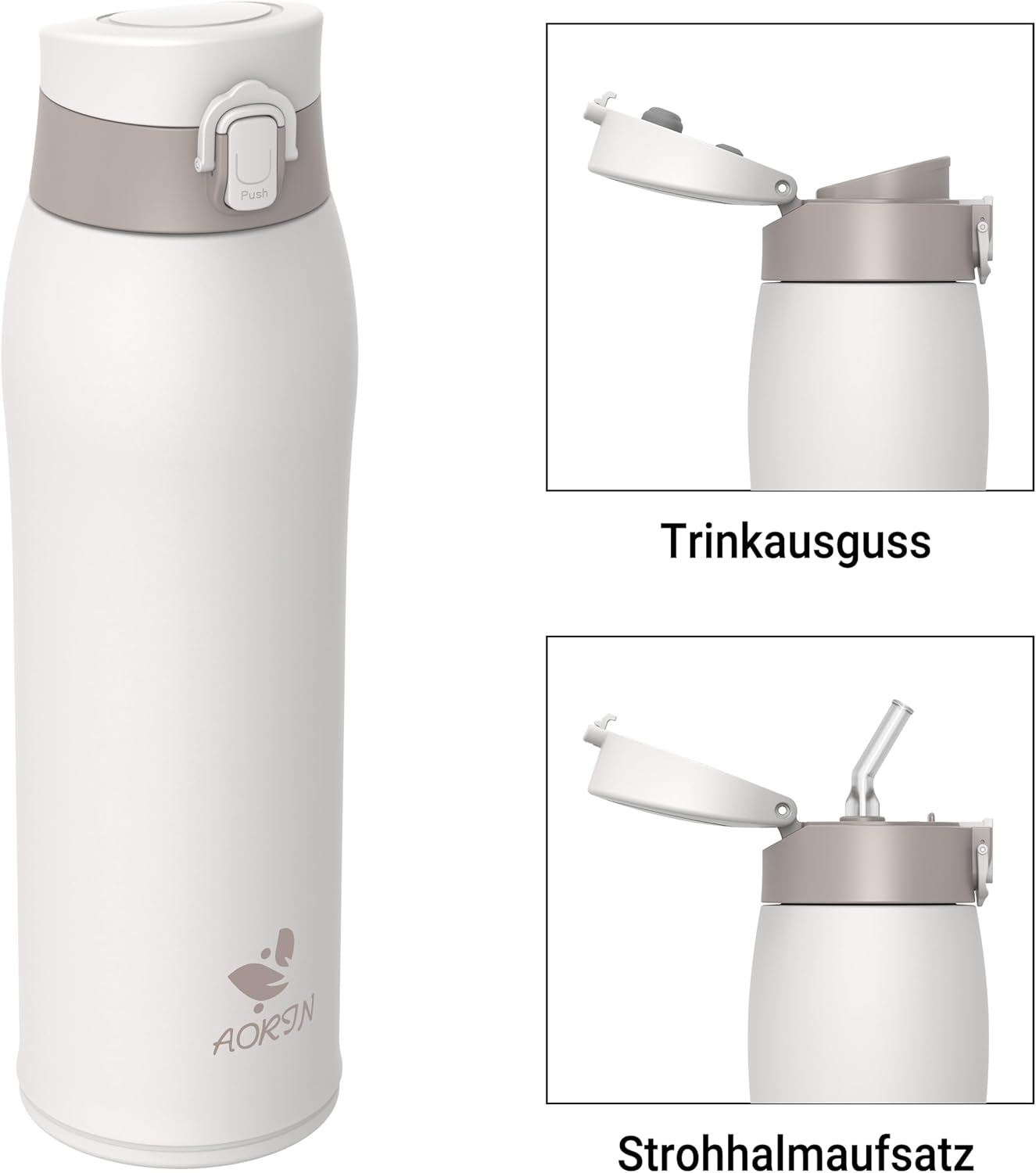 Thumbnail 1 de AORIN Trinkflasche aus Edelstahl 18/8 (950 ml) – auslaufsichere Thermoskanne mit Doppelwandig & 2 Deckeln