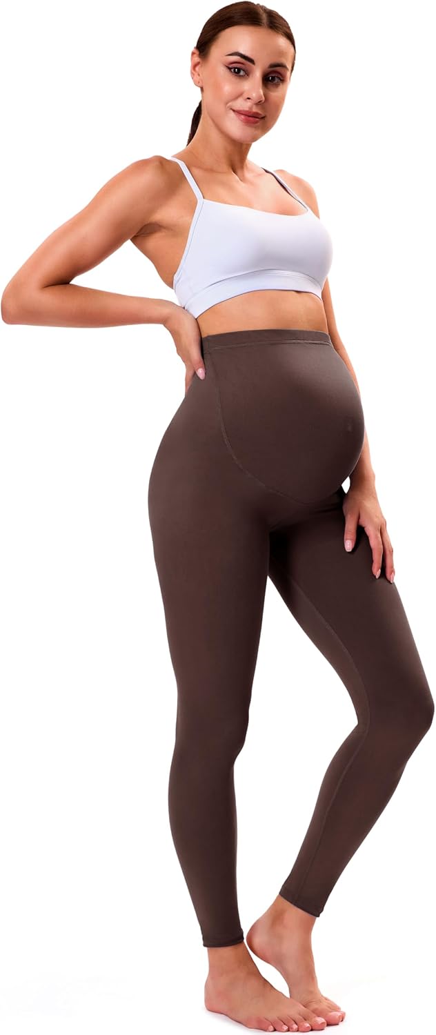 Detalle de VALANDY Creamlush Maternity Leggings Over Bump – buttery soft, adjustable high waist for pregnancy and beyond