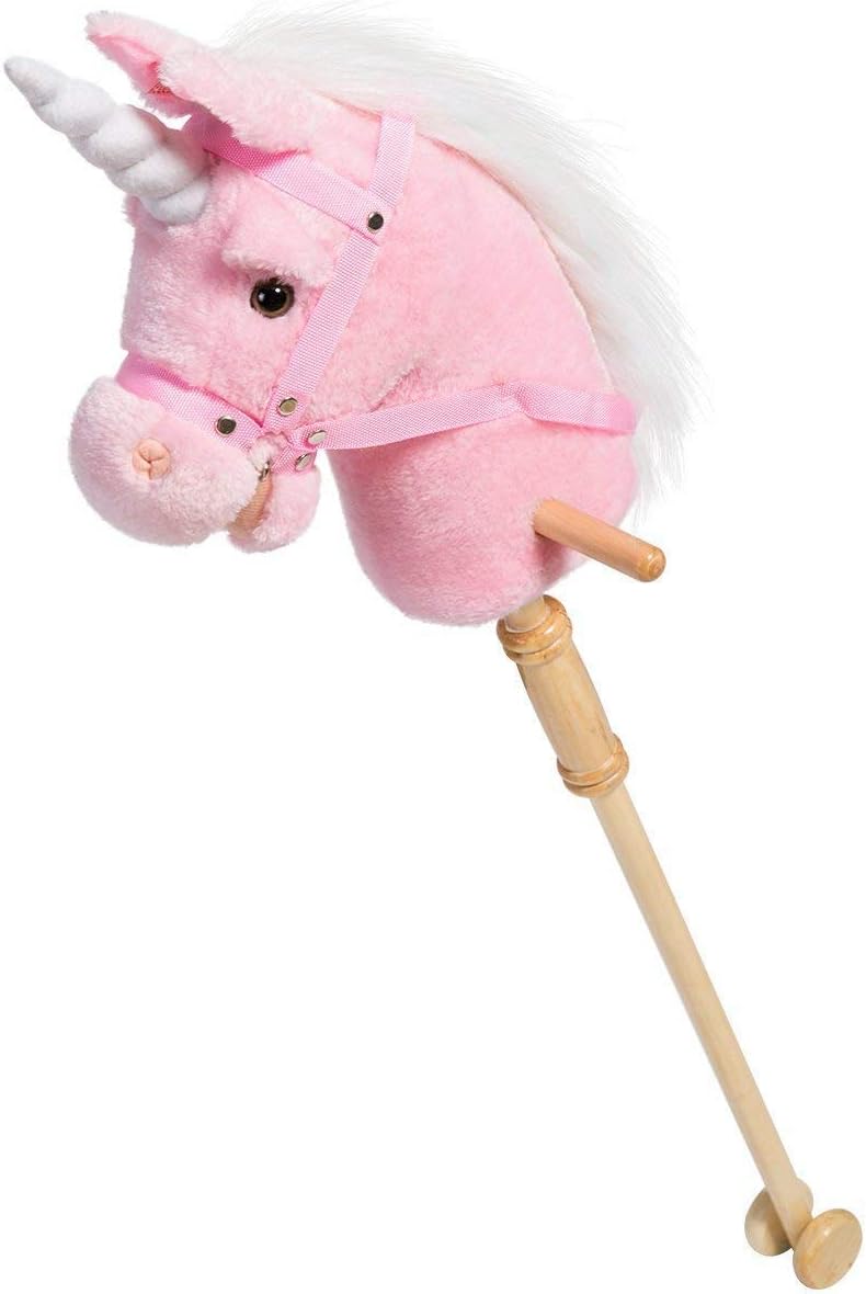 Thumbnail 1 de iBonny 36 inch Pink Unicorn Hobby Horse with Grip Handles and Wheels