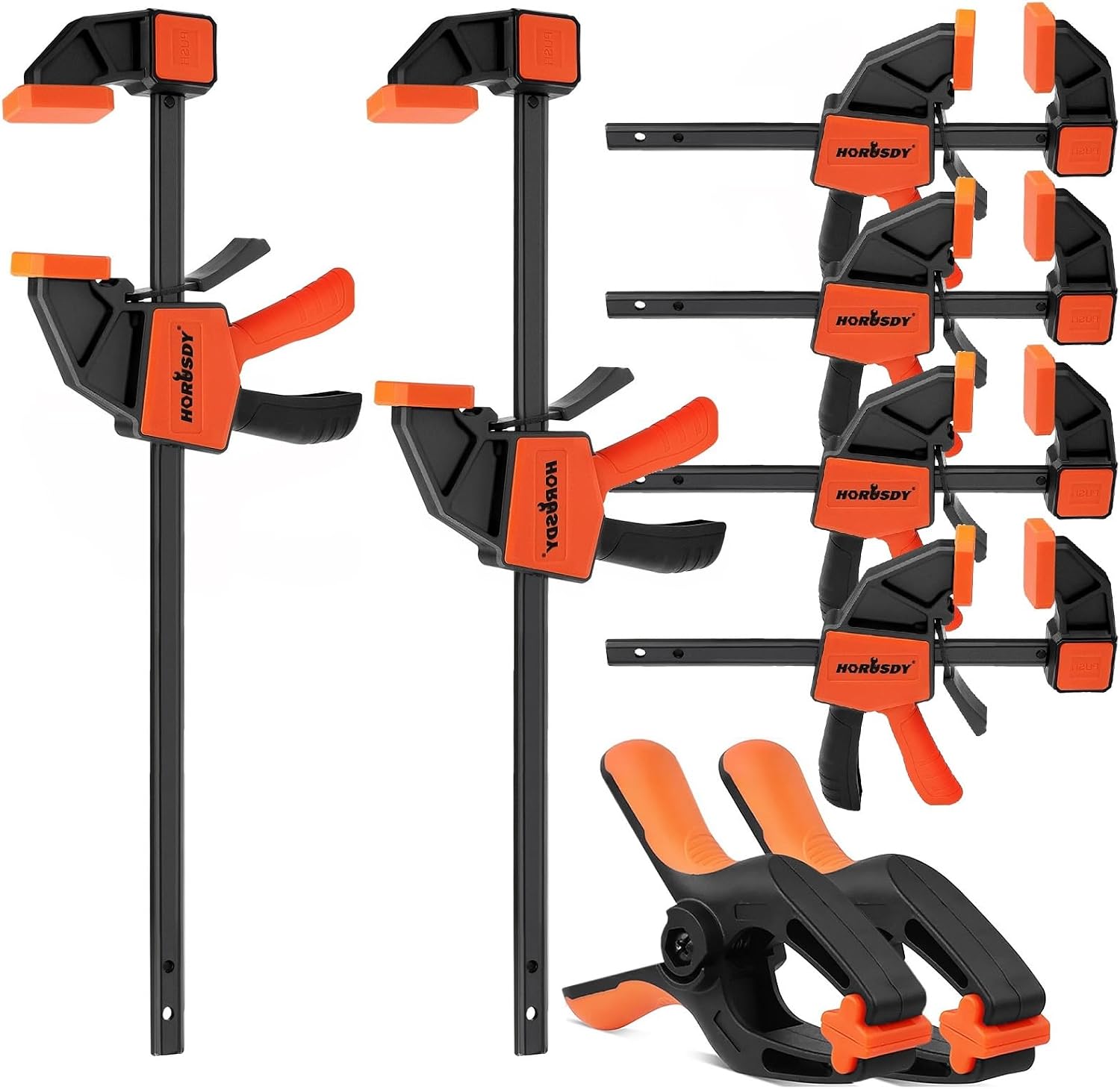 Detalle de HORUSDY 88008 8-Piece Bar Clamp Set, 6" and 12", 150-lb Capacity