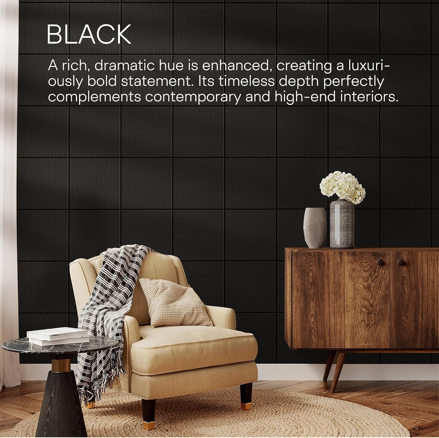 Detalle 2 de MaxGear Black Felt Bulletin Board, 6-Pack 11.8-Inch Wall Tiles, 36 x 24-Inch