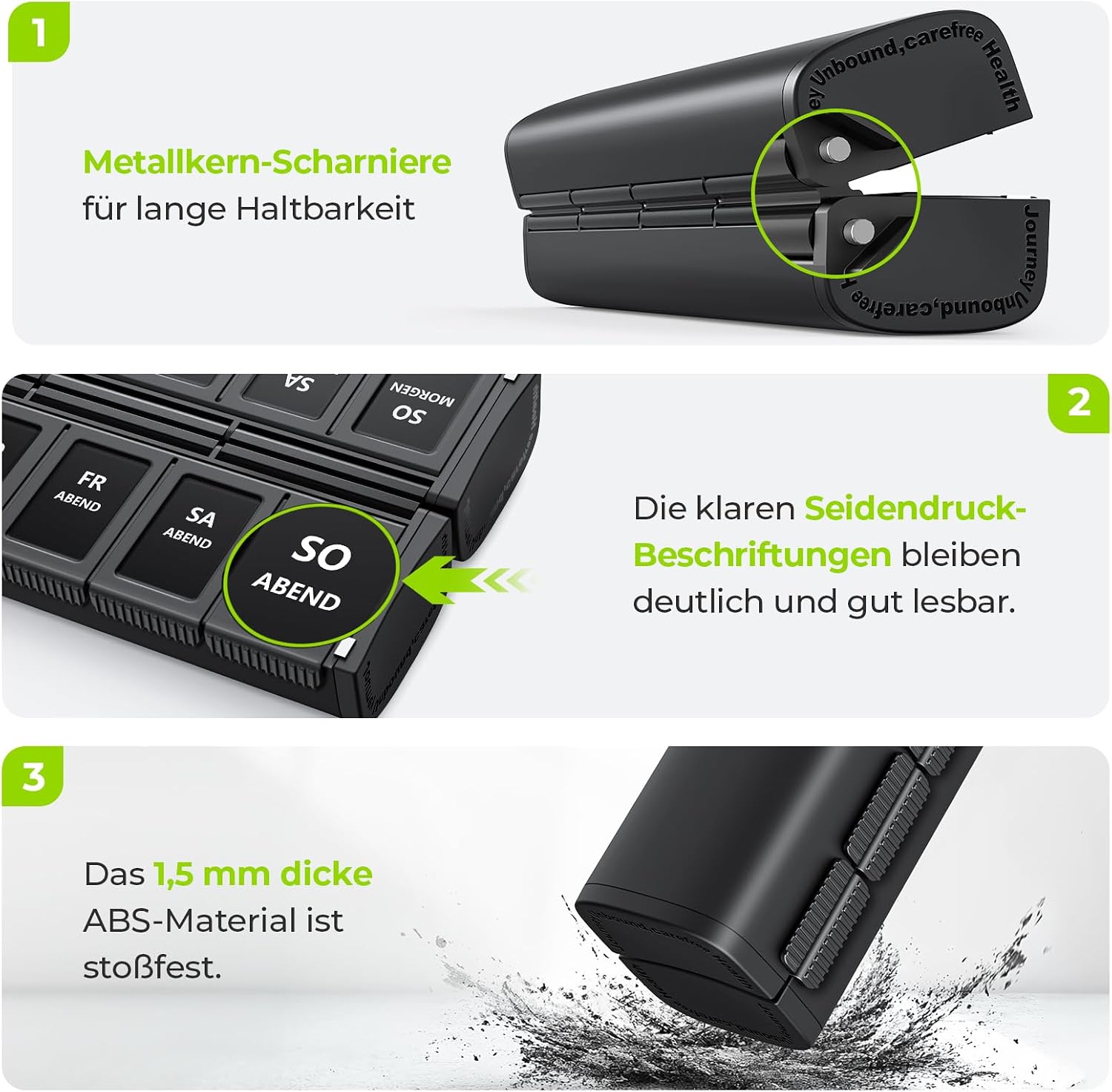 Thumbnail 4 de AUVON Faltbare Tablettenbox 14 Fächer