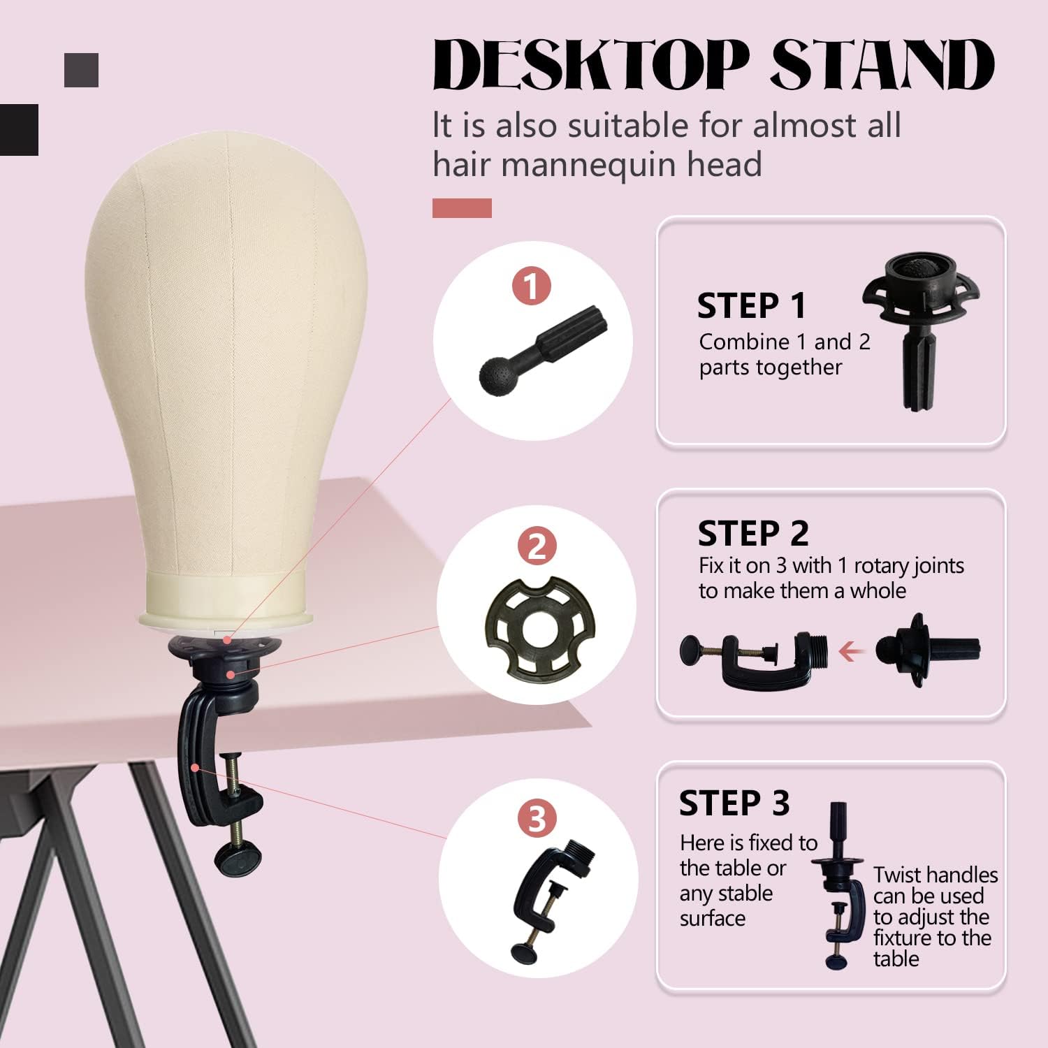 Thumbnail 6 de SZCY LLC 23-Inch Canvas Block Wig Head with 47-Inch Tripod Stand
