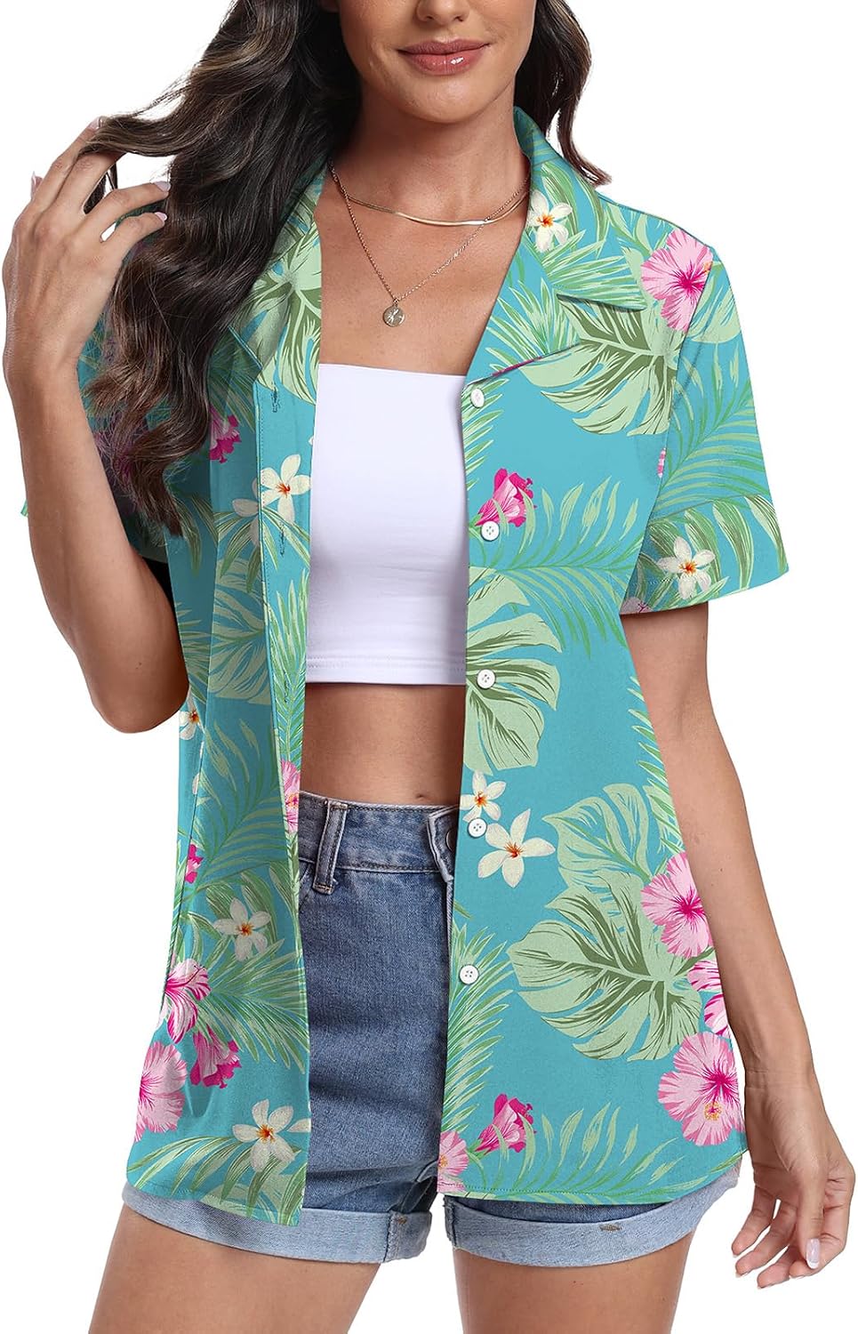 Thumbnail 4 de YUNDAI Womens Hawaiian Shirt V‑neck summer top