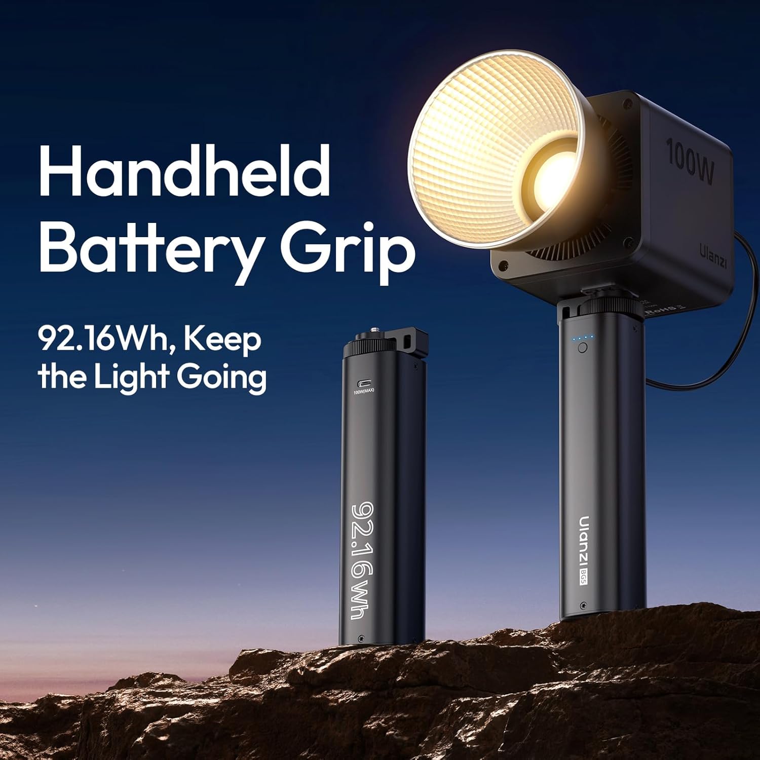 Thumbnail 1 de ULANZI BG5 – Poignée batterie 92,16 Wh avec recharge PD 3.0 jusqu’à 100 W et filetage 1/4