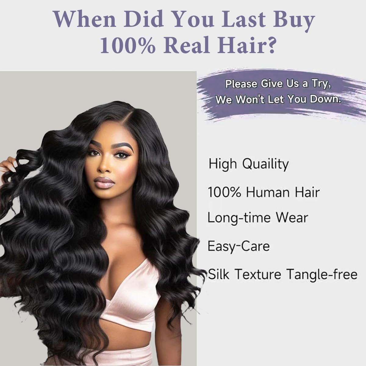 Detalle de 30 Inch 13x6 Lace Front Wig (Human Hair) — Body Wave, HD Transparent Lace, 200% Density