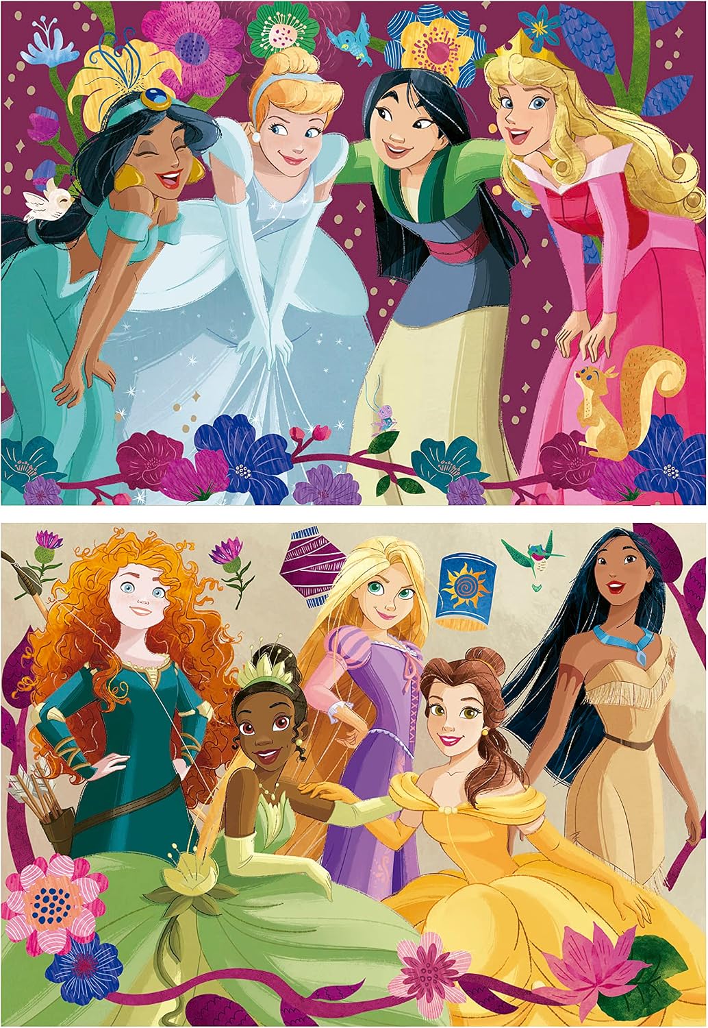 Detalle de Educa Kinderpuzzle Disney Princess – 2x48 Teile (Rapunzel, Mulan, Belle) ab 4 Jahren, 19675