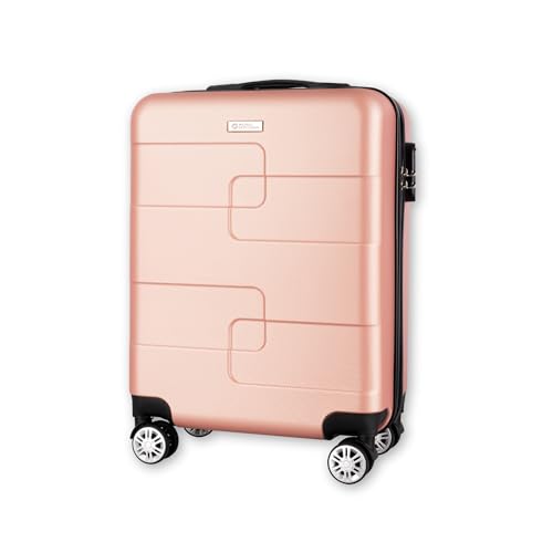 Imagen de WORLD EXPLORER Rose Gold Cabin Suitcase 55x40x20cm (34L) with ABS Shell and 4 Smooth Wheels en OfertitasTOP