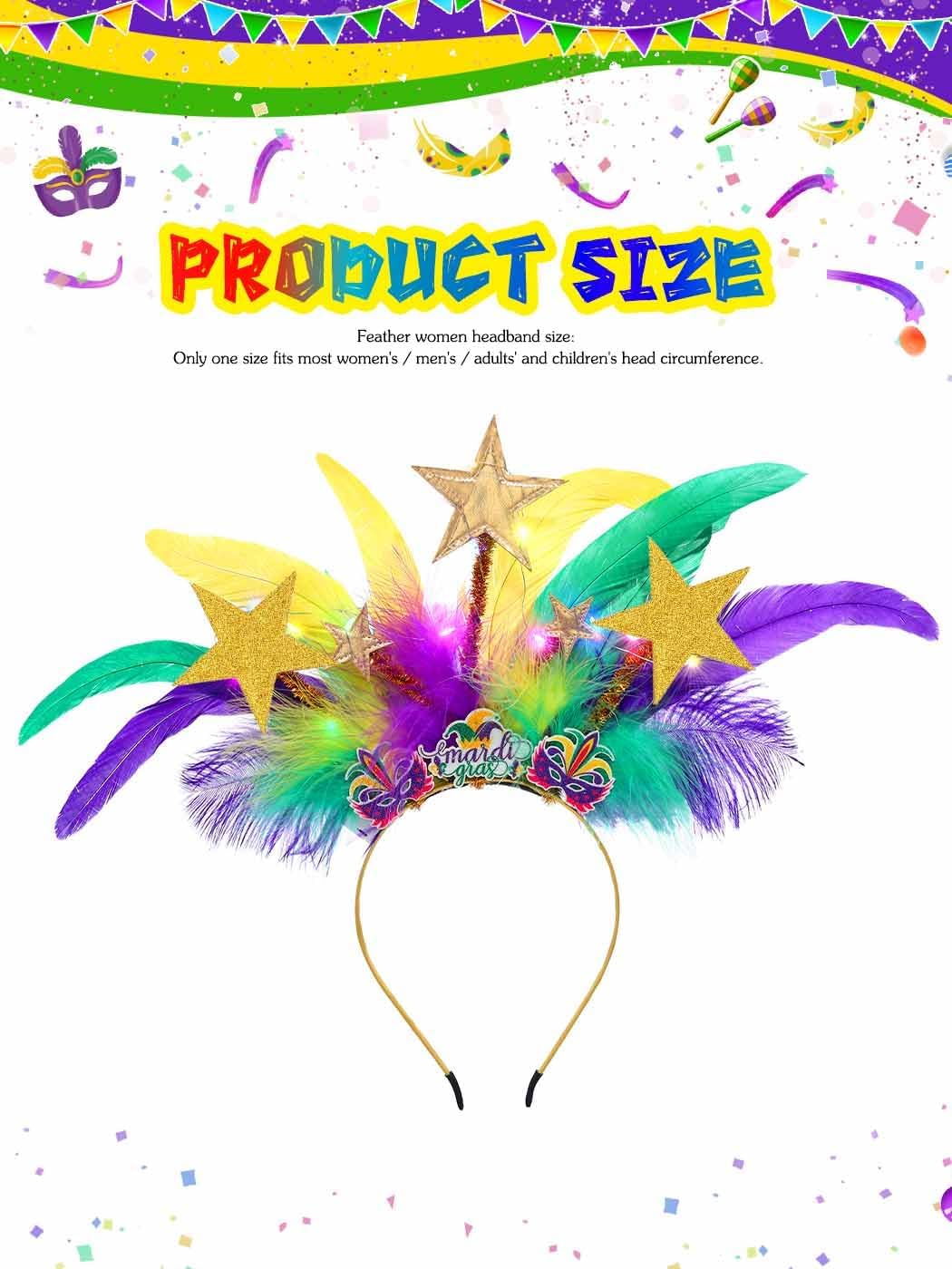 Detalle 2 de IYOU Led Feather Carnival Headband Purple Star Light Up Hair Band