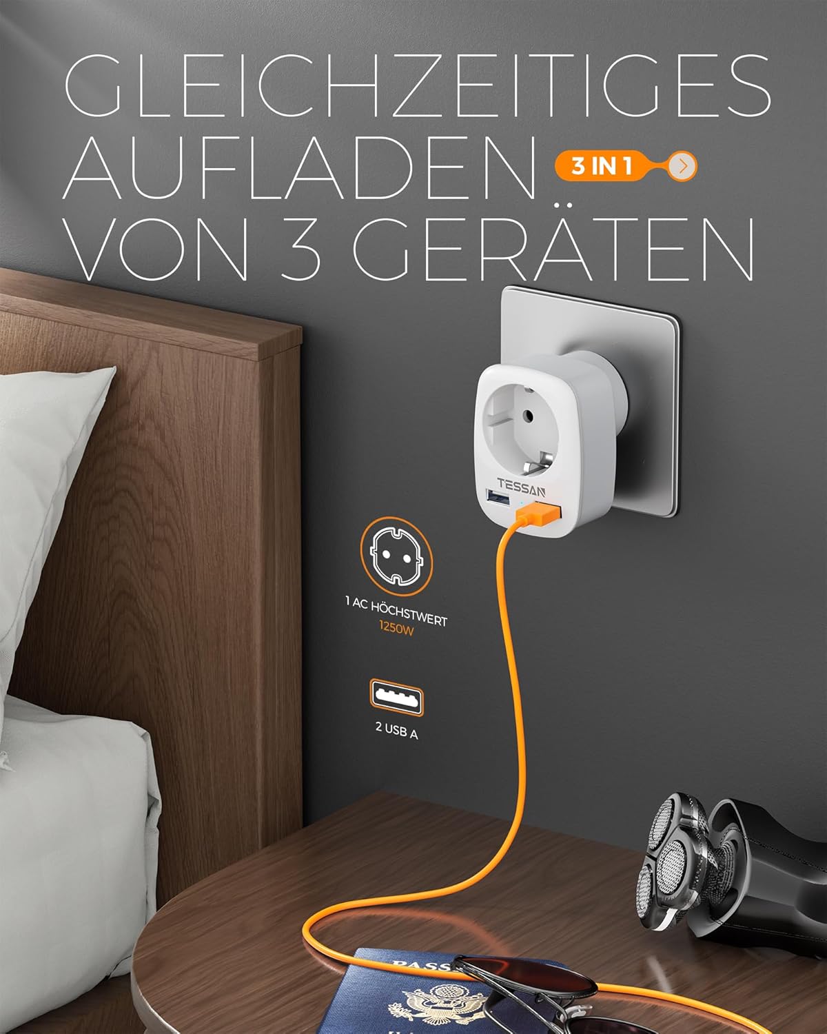Thumbnail 4 de TESSEN Reiseadapter USA 3 Stück