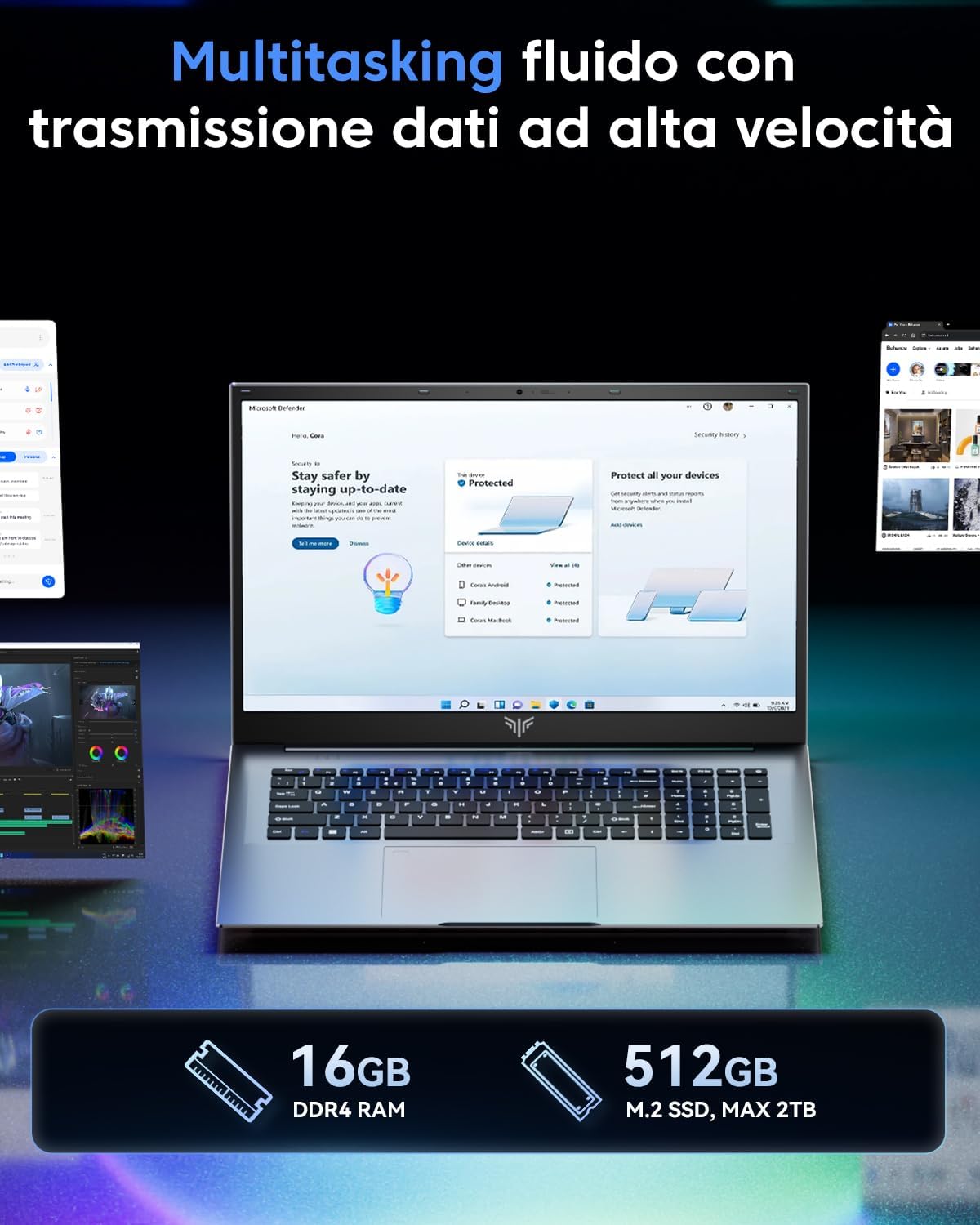 Thumbnail 6 de Tivique AX18 18,5" PC portable Full HD Quad-Core N150, 16 Go RAM et 512 Go SSD